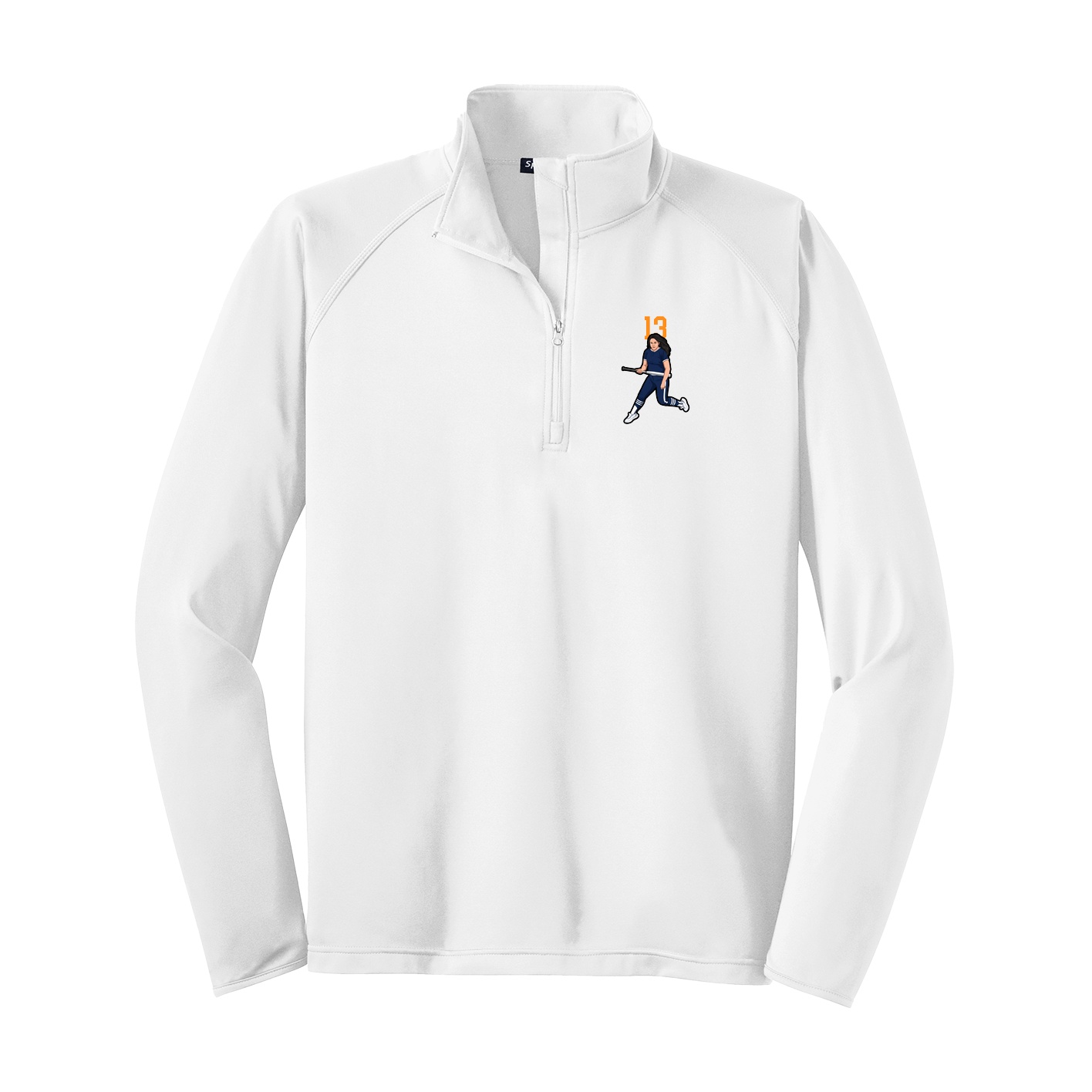 Q-Zip Pullover — Number Top in White