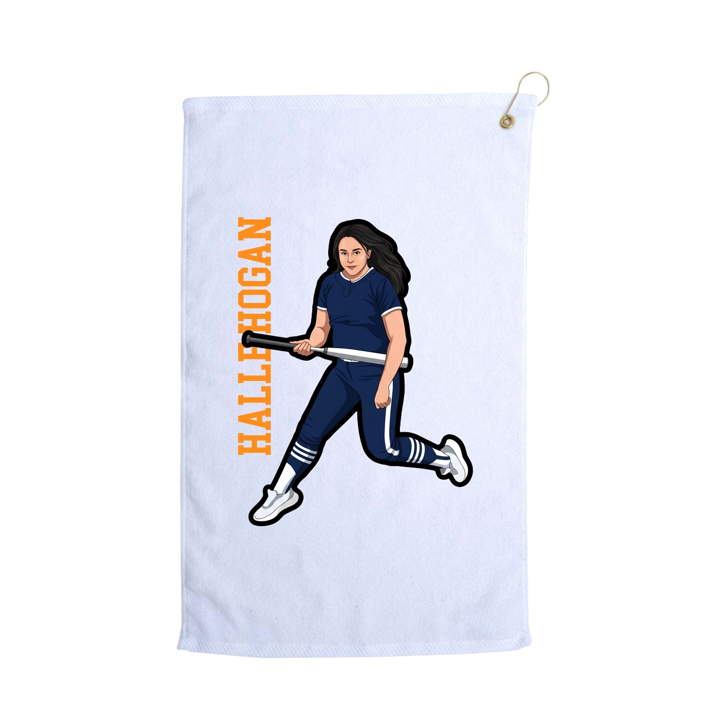 Golf Towel — Name Vertical in White