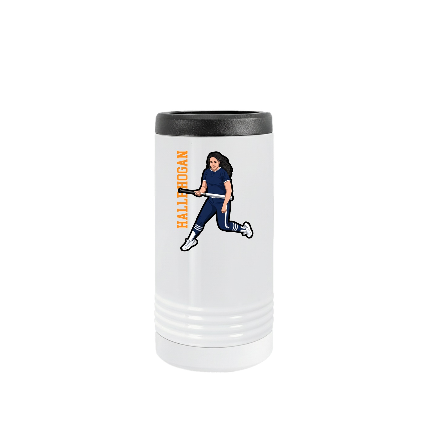 Slim Beverage Holder — Name Vertical in White
