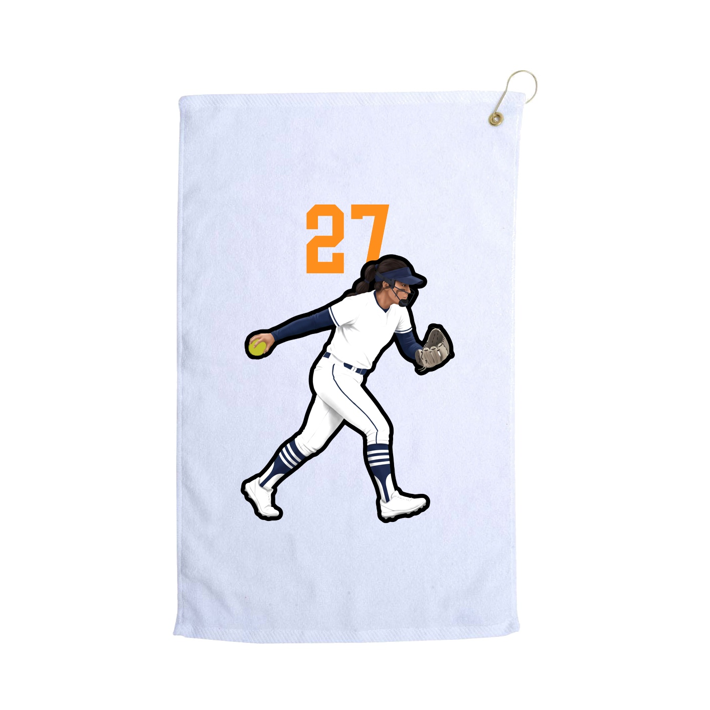 Golf Towel — Number Top in White
