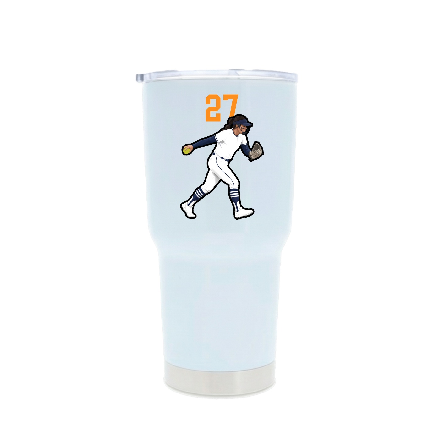 30oz Stainless Steel Tumbler — Number Top in White