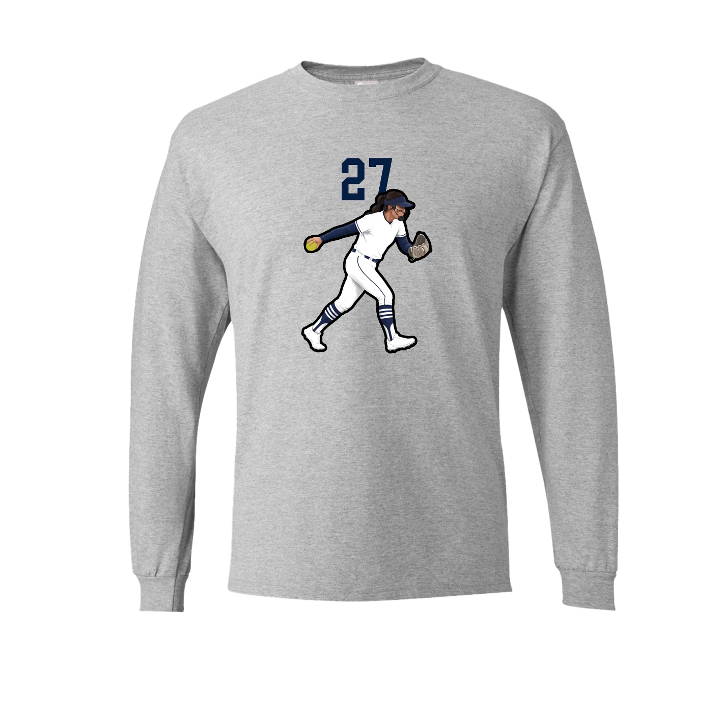 Long Sleeve Tee — Number Top in Grey