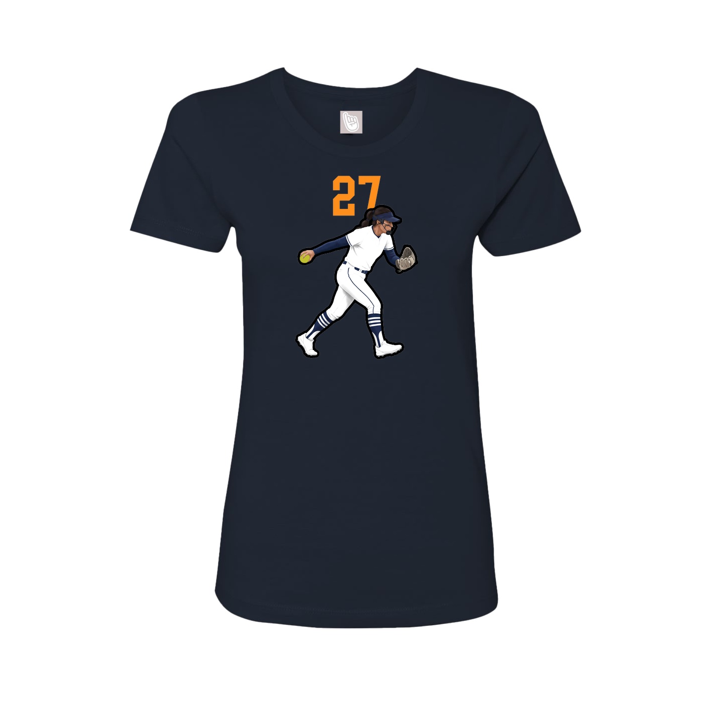 Fitted Women's Tee — Number Top in Navy