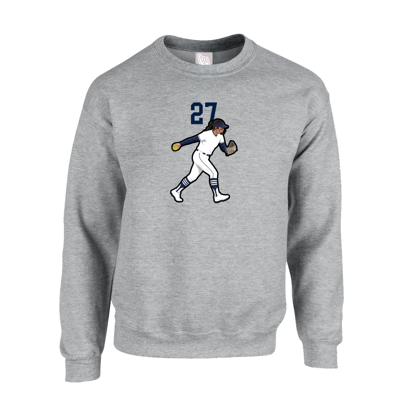 Fleece Crew — Number Top in Grey