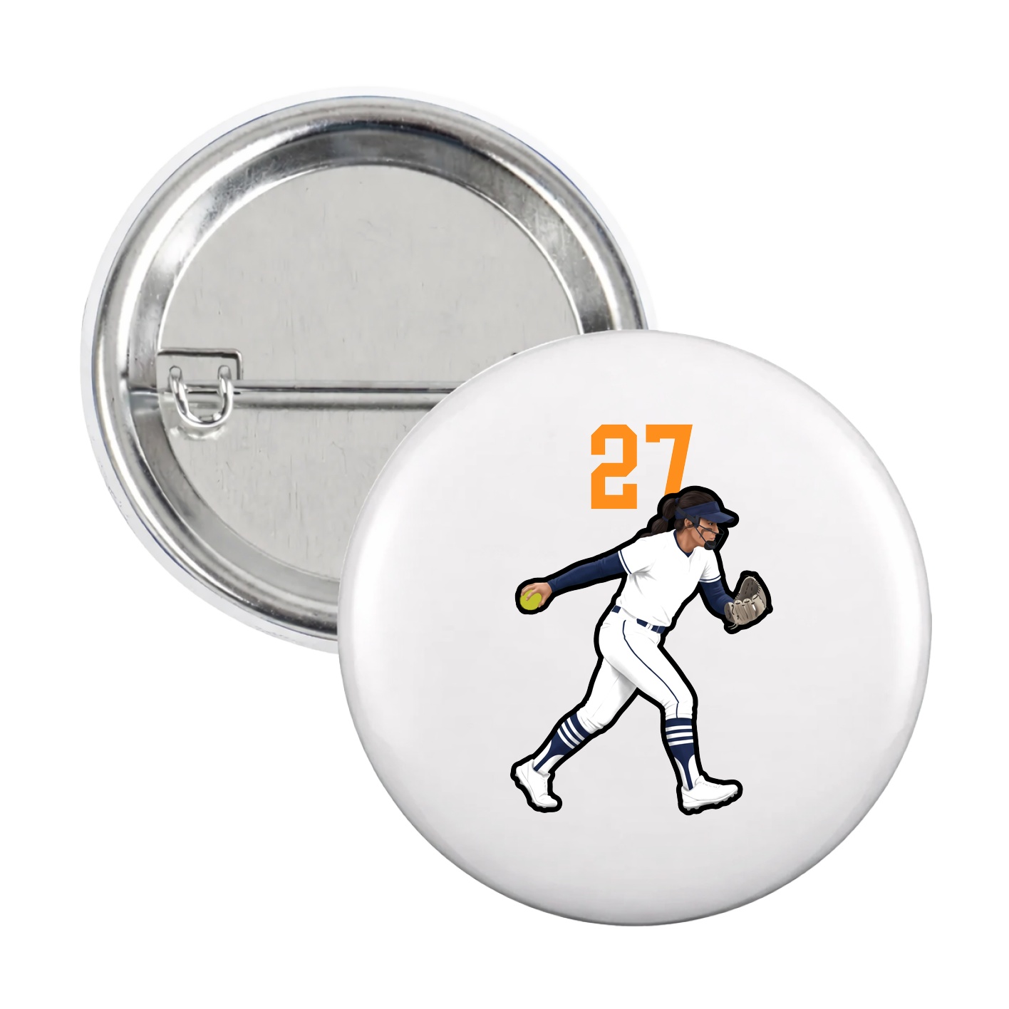 Game Day Button — Number Top in White