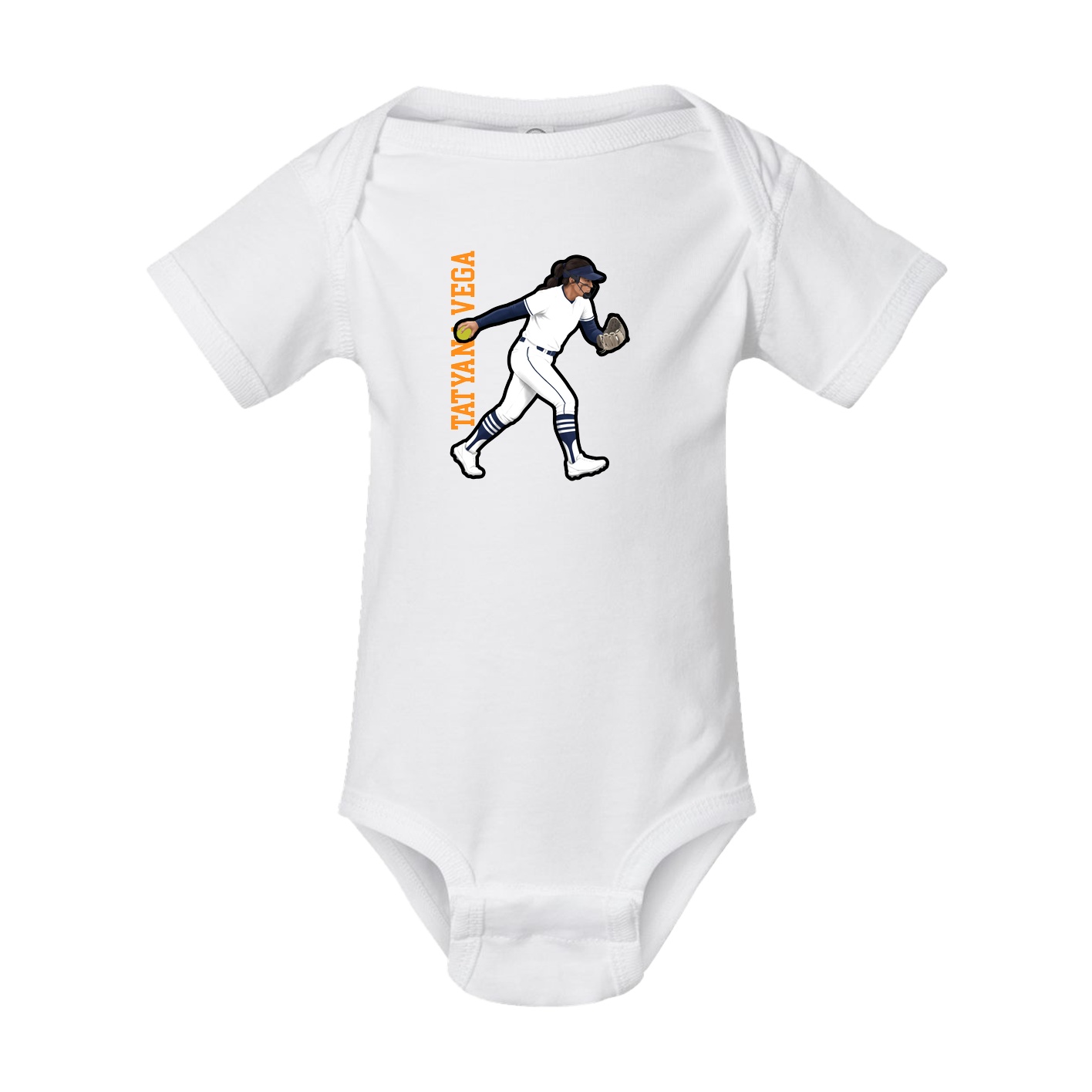 Baby Onesie — Name Vertical in White