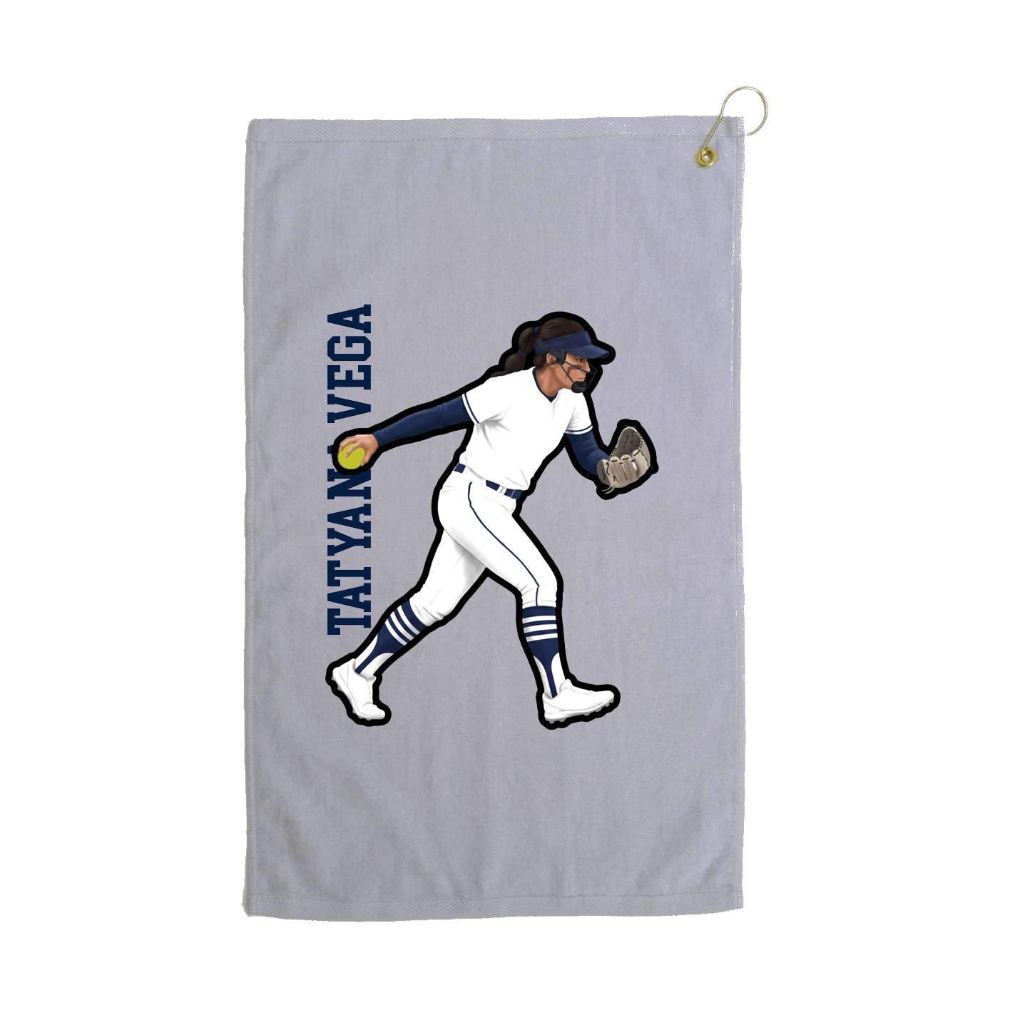 Golf Towel — Name Vertical in Grey