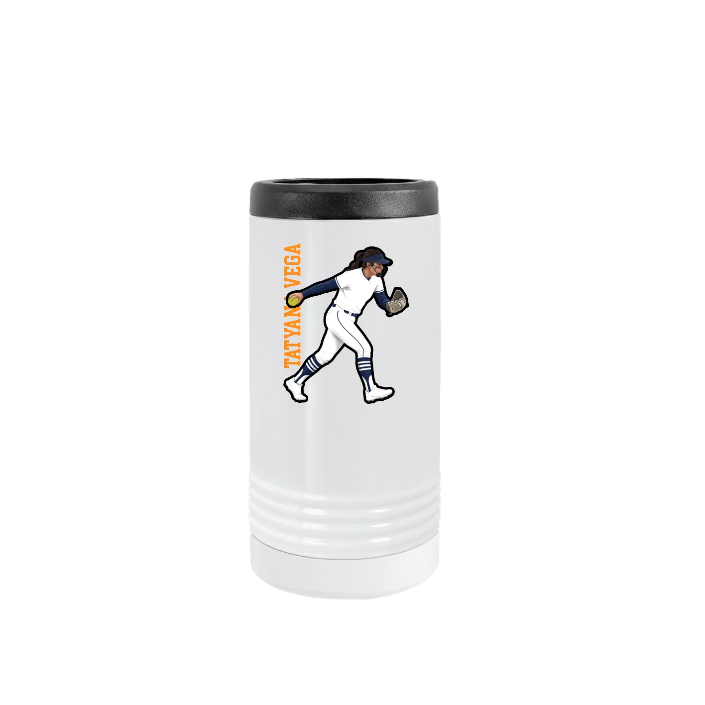 Slim Beverage Holder — Name Vertical in White