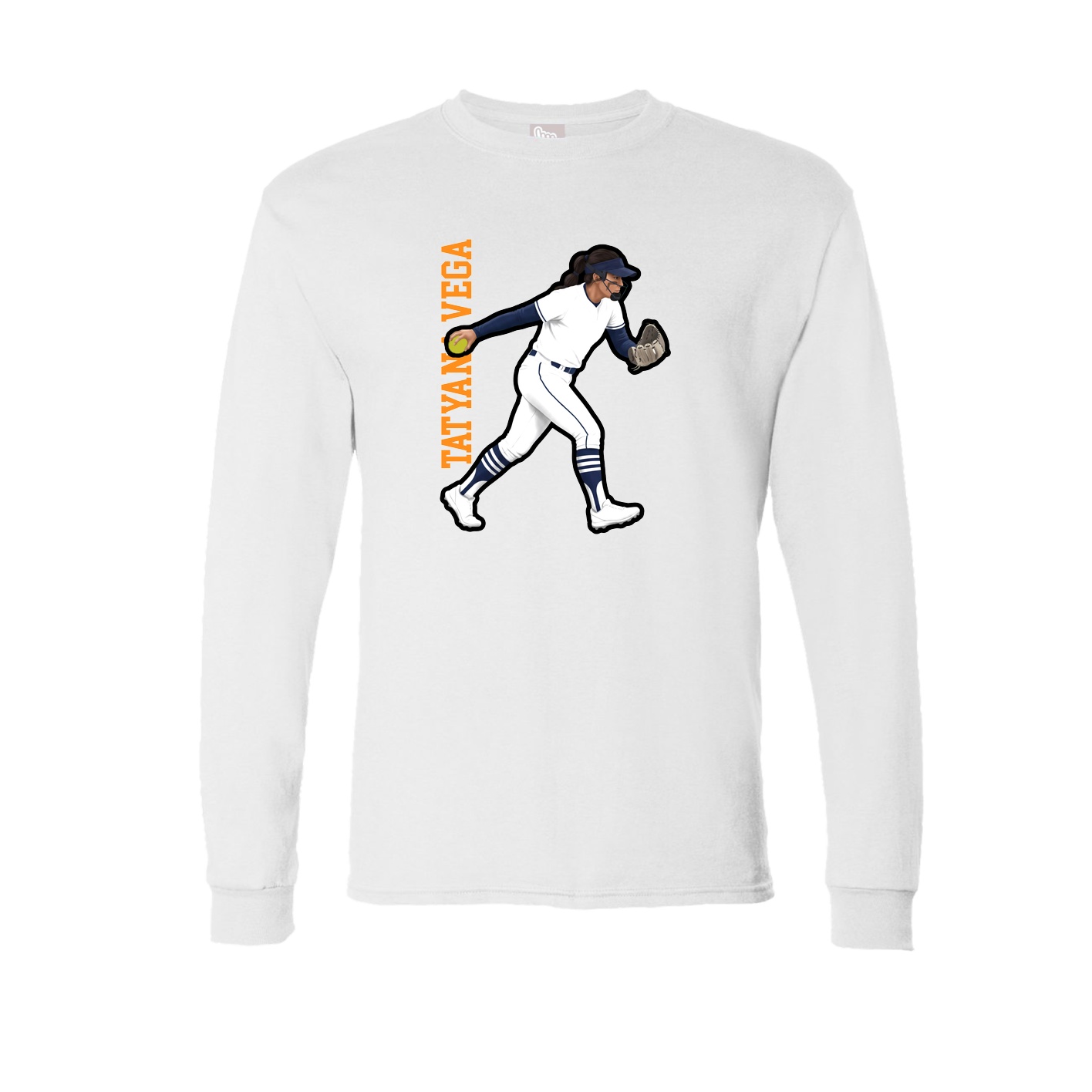 Long Sleeve Tee — Name Vertical in White