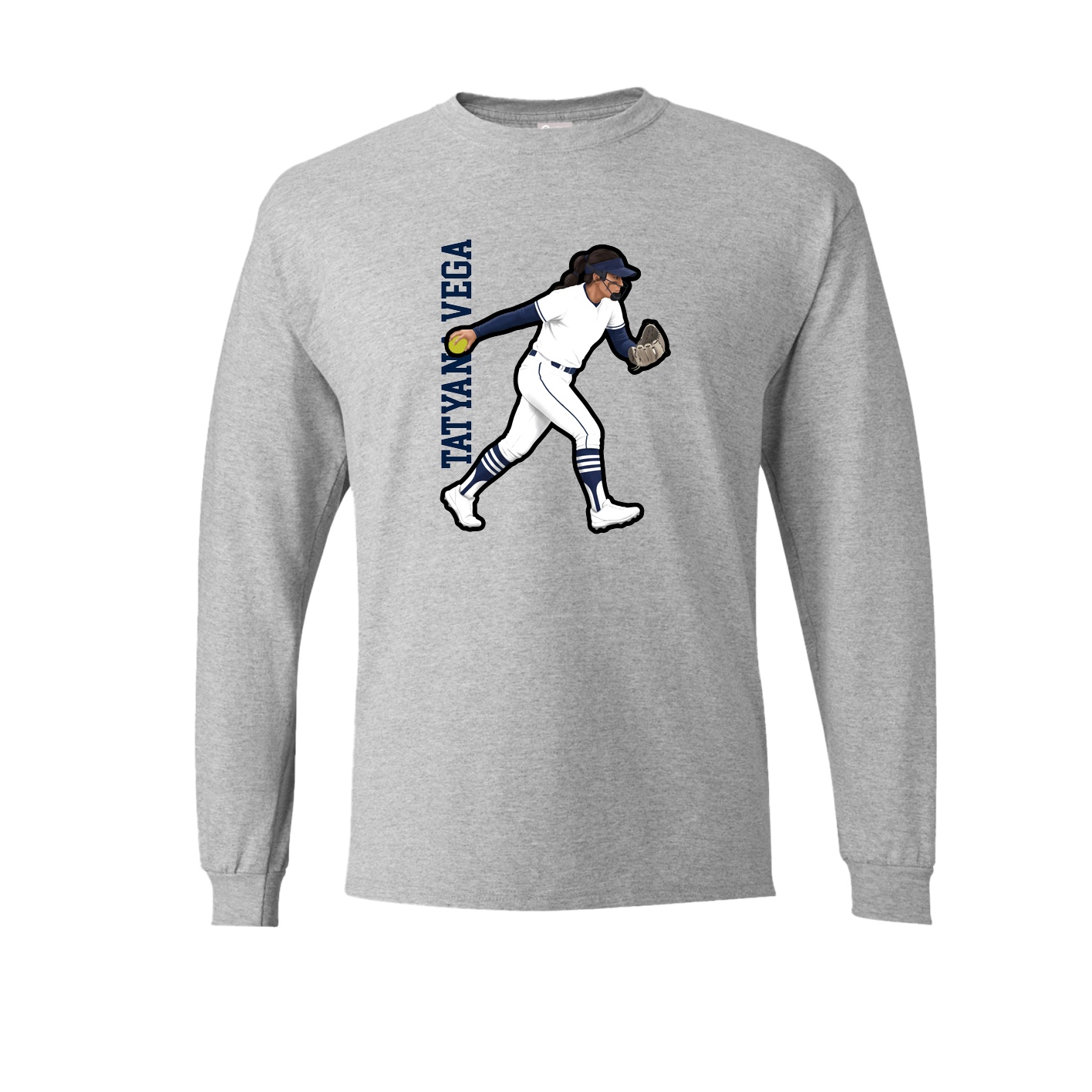 Long Sleeve Tee — Name Vertical in Grey