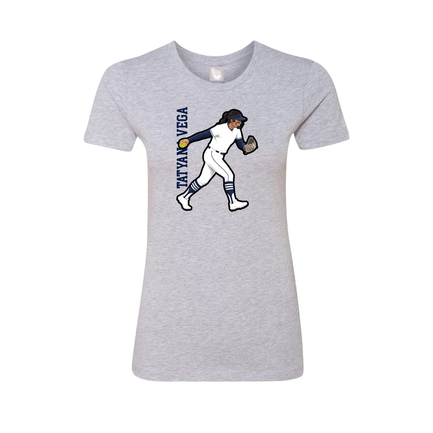 Womens Tee — Name Vertical in Grey