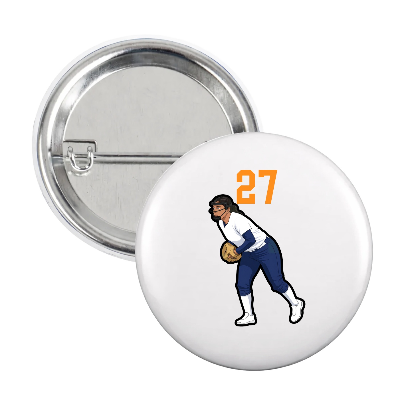Game Day Button — Number Top in White
