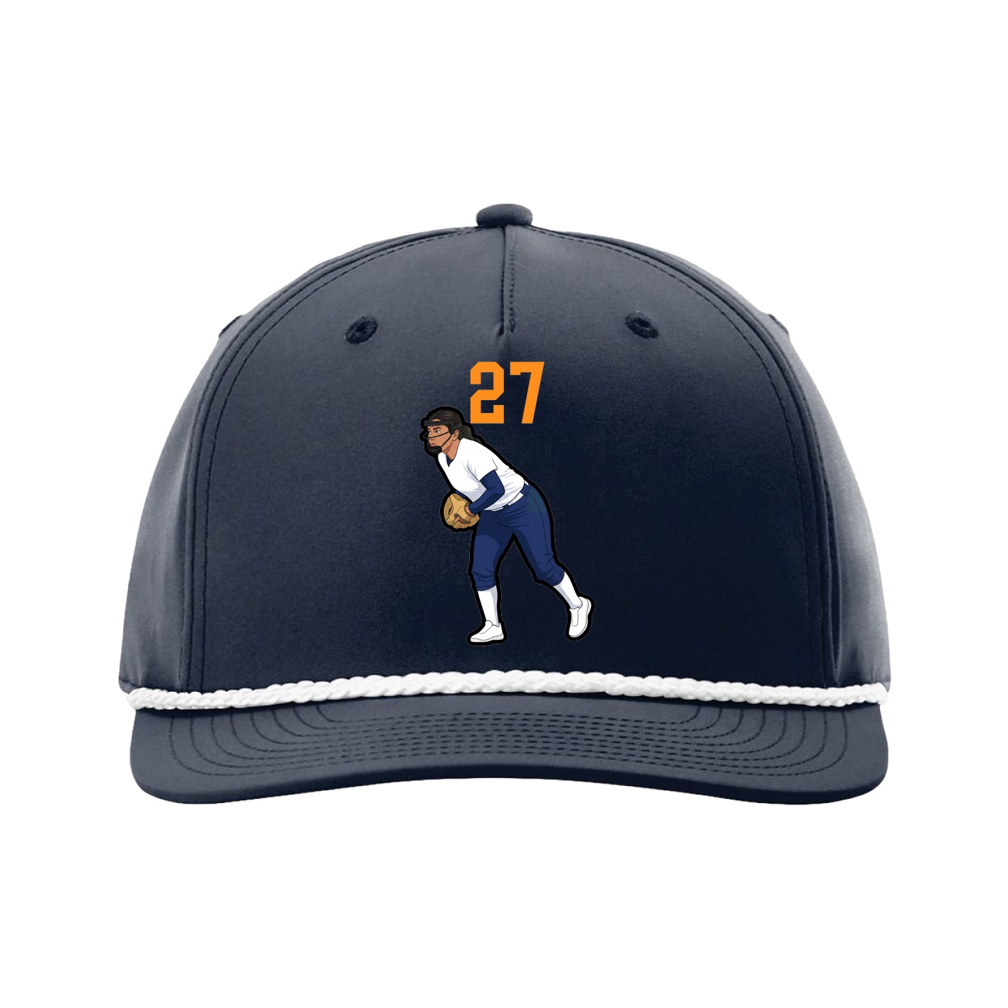 Five-Panel Classic Rope Cap — Number Top in Navy