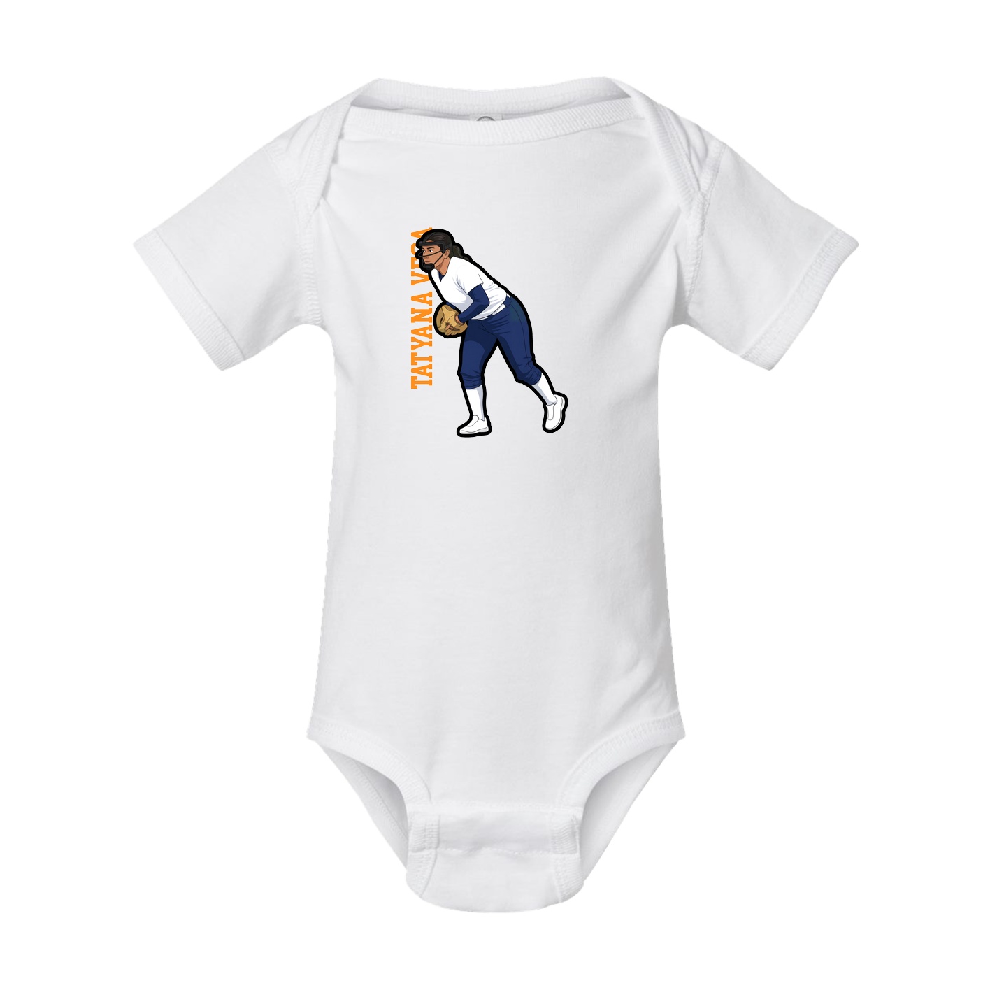 Baby Onesie — Name Vertical in White