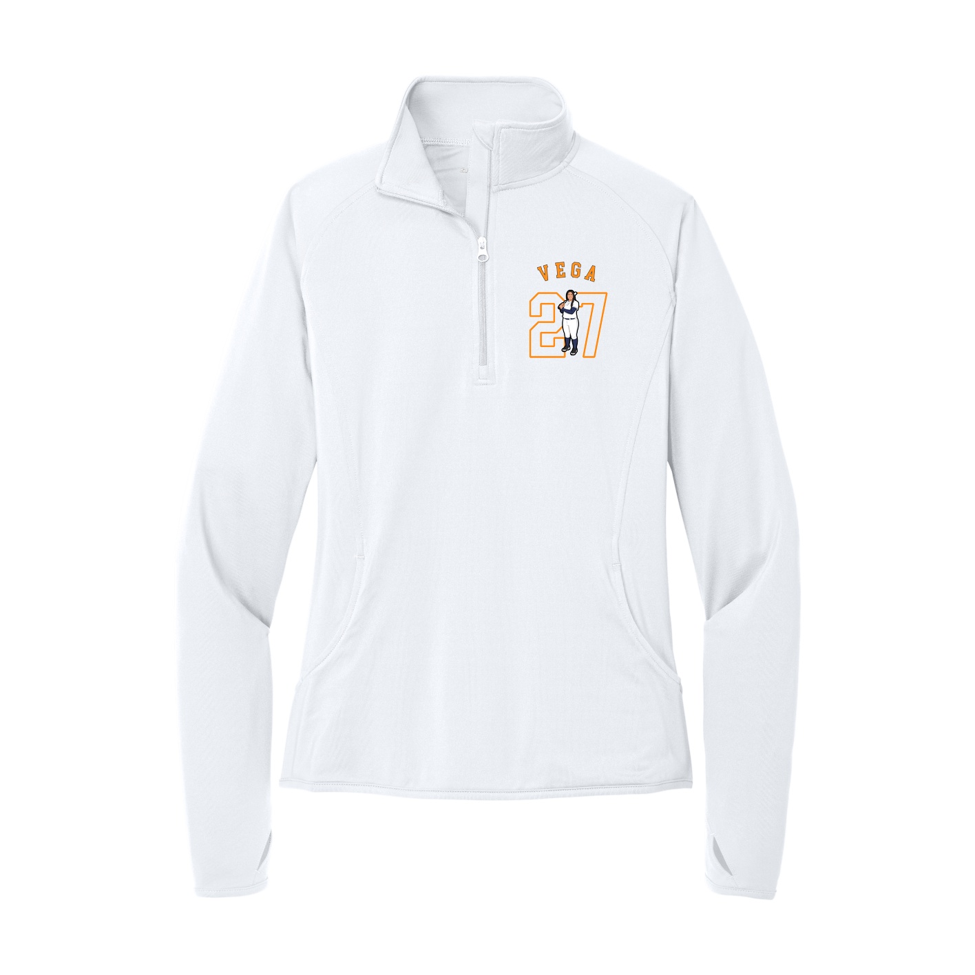 Women's Q-Zip Pullover — Shirsey Arch in White