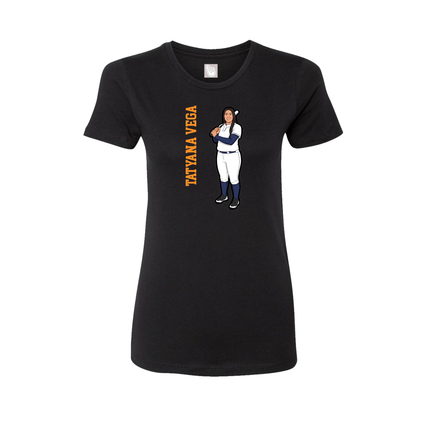Womens Tee — Name Vertical in Black