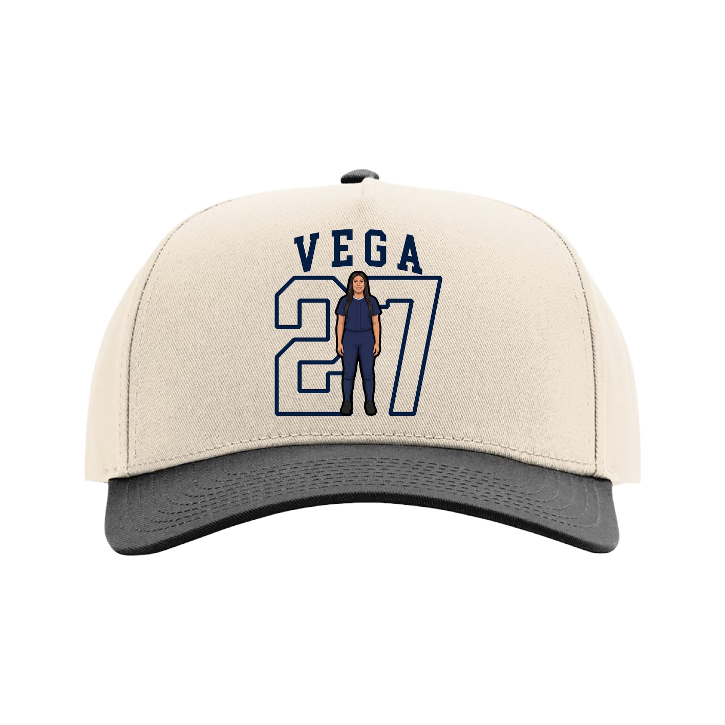 Full Fabric Five-Panel Champ Cap — Shirsey in Cream/Black