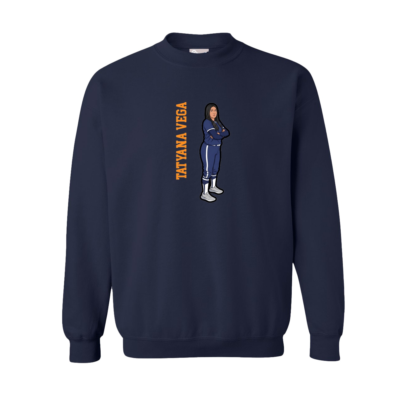 Fleece Crew — Name Vertical in Navy