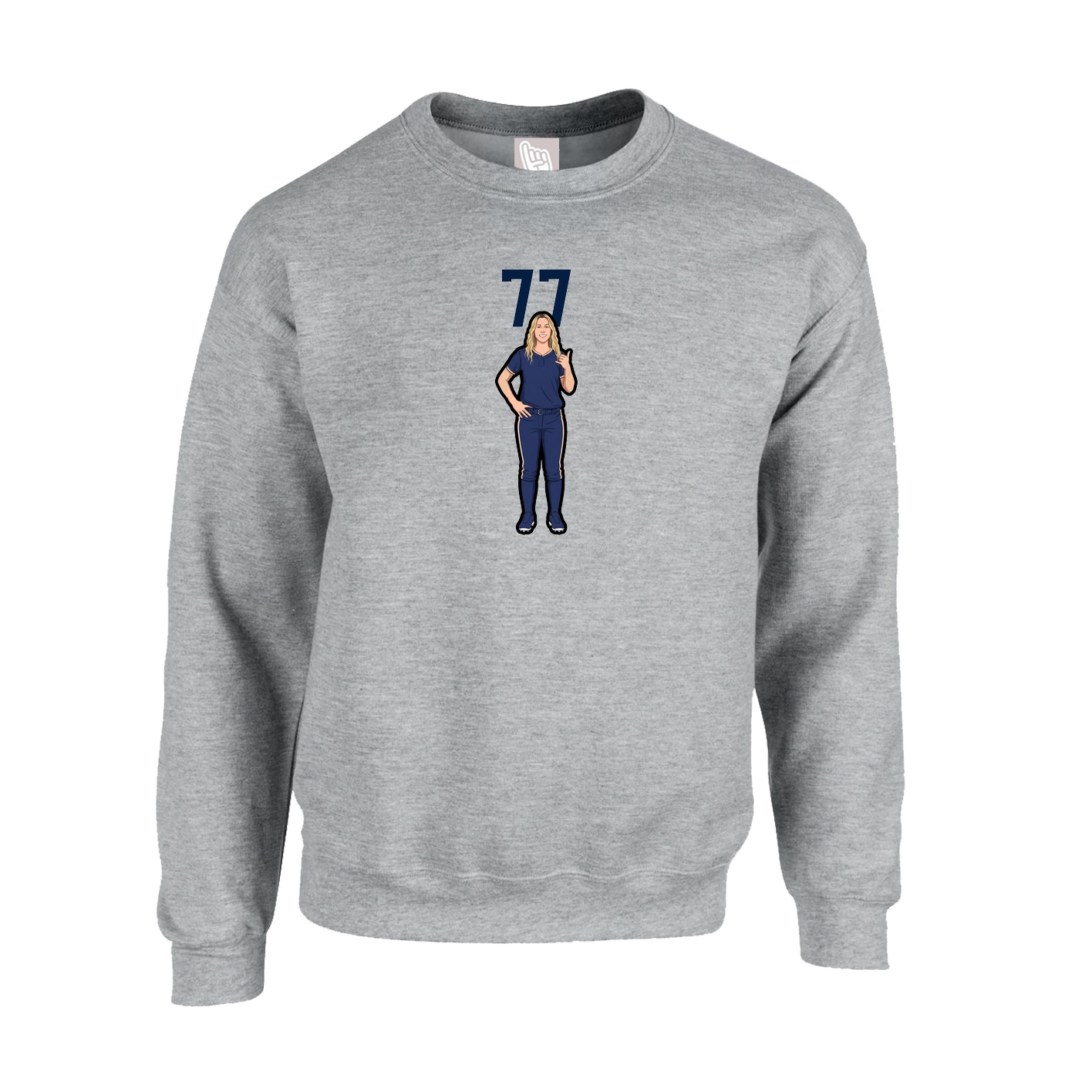 Fleece Crew — Number Top in Grey