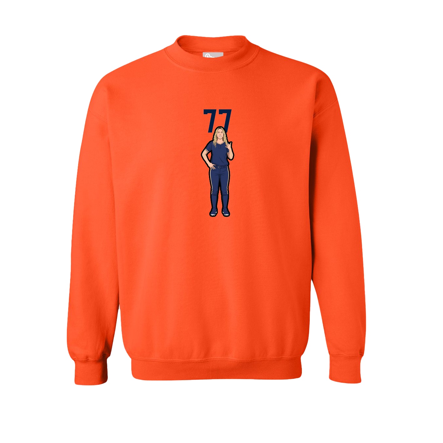 Fleece Crew — Number Top in Orange