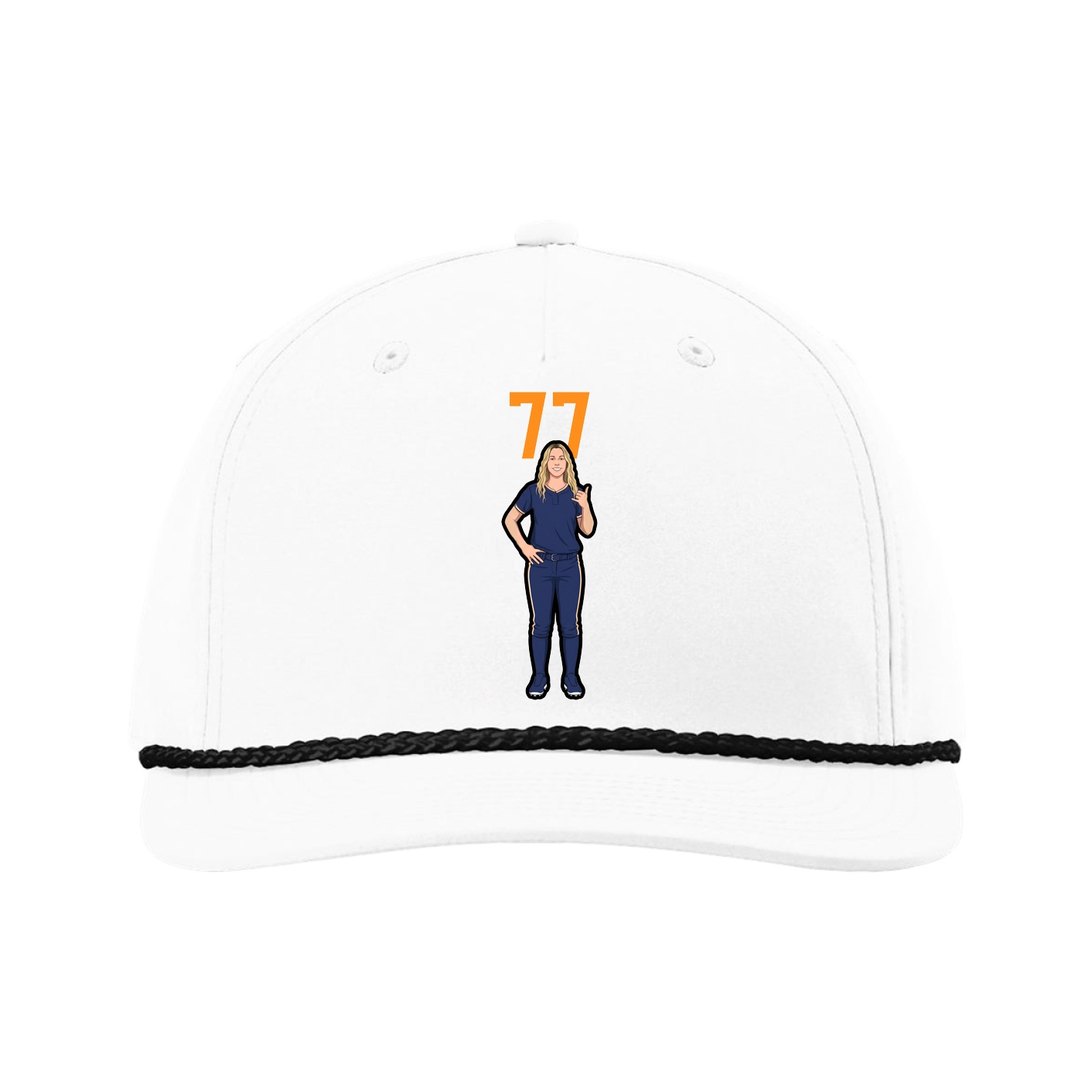 Five-Panel Classic Rope Cap — Number Top in White