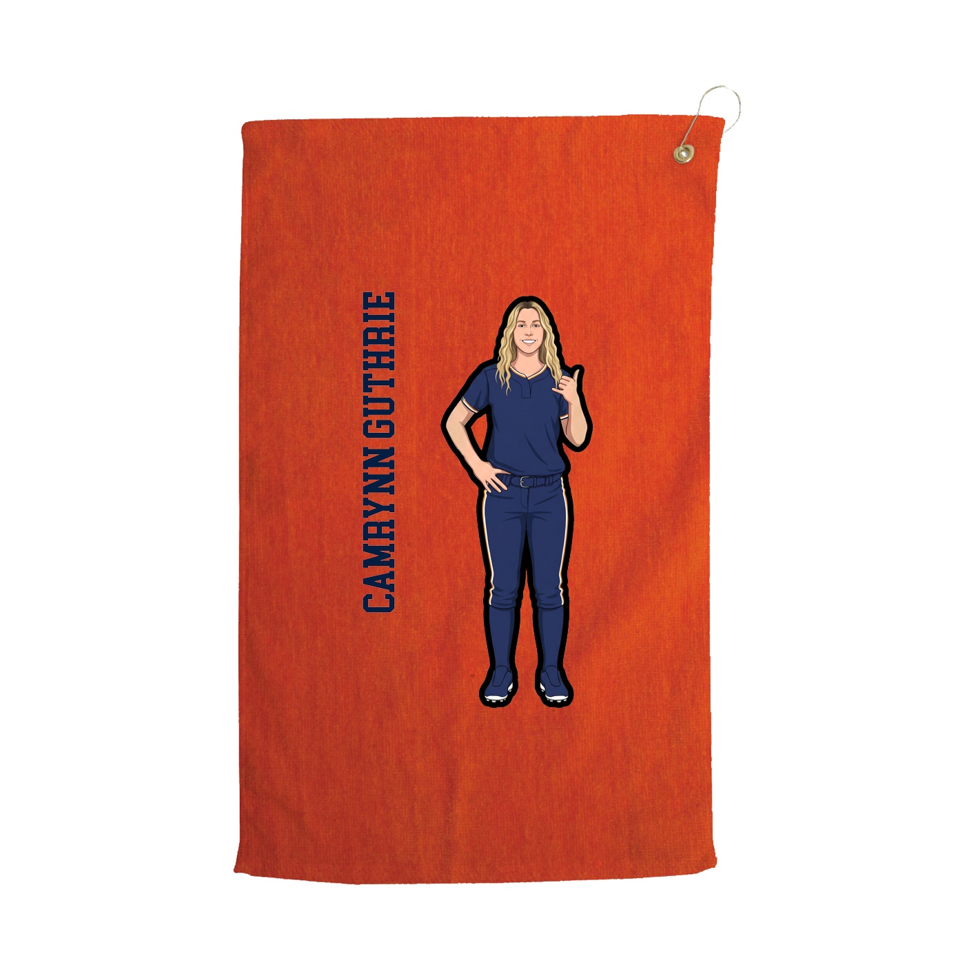 Golf Towel — Name Vertical in Orange