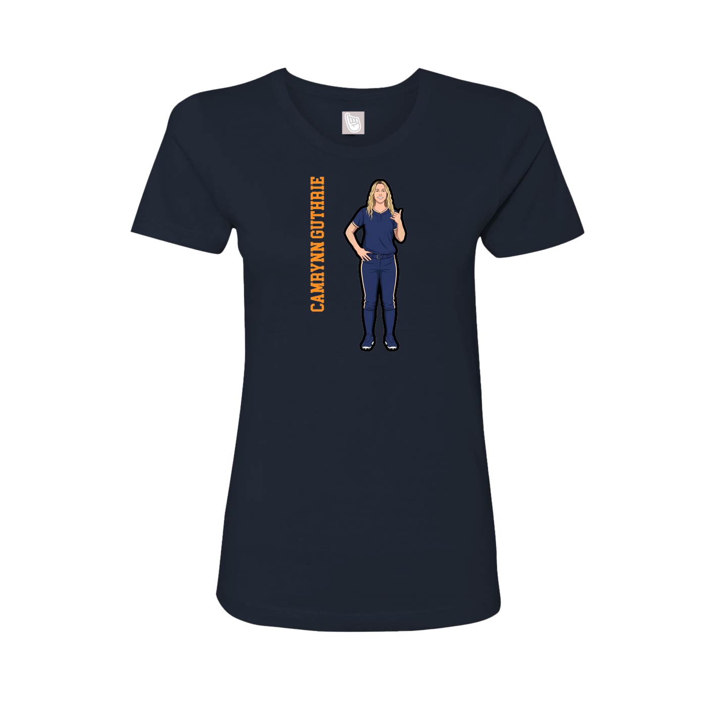 Womens Tee — Name Vertical in Navy