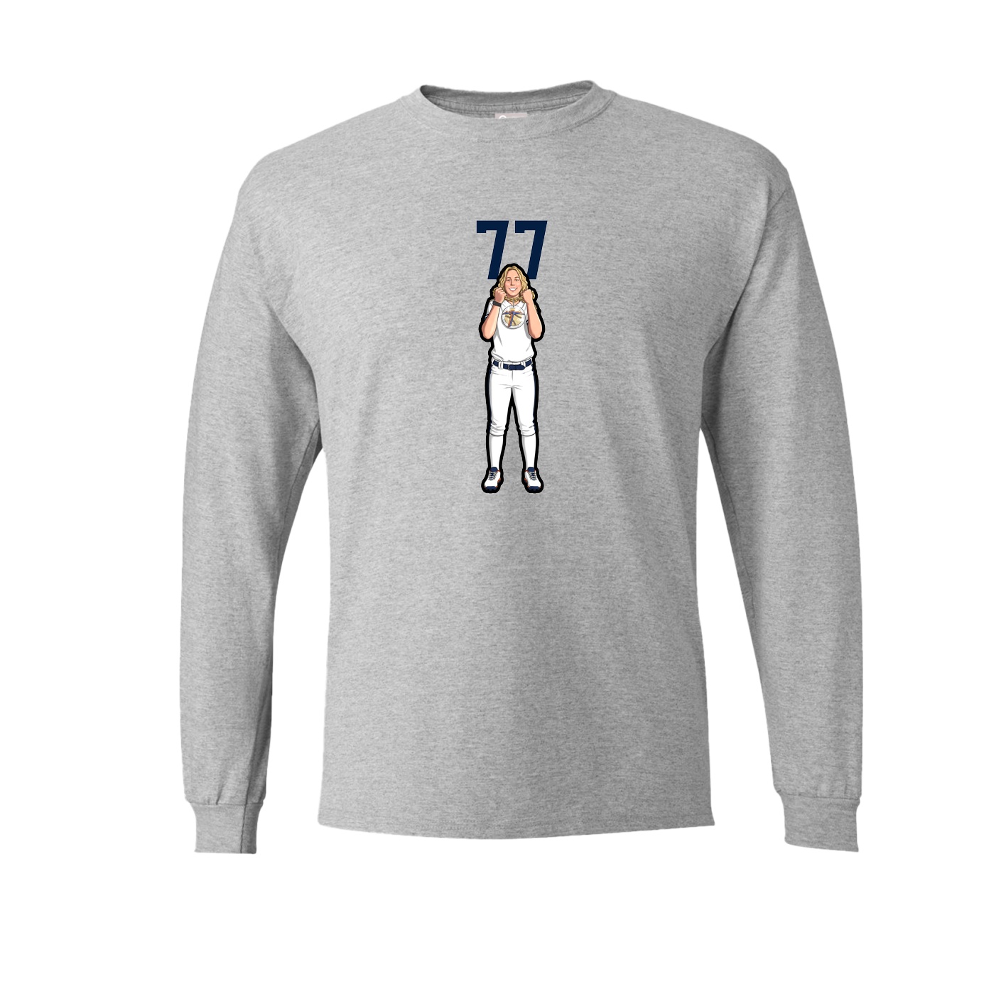 Long Sleeve Tee — Number Top in Grey