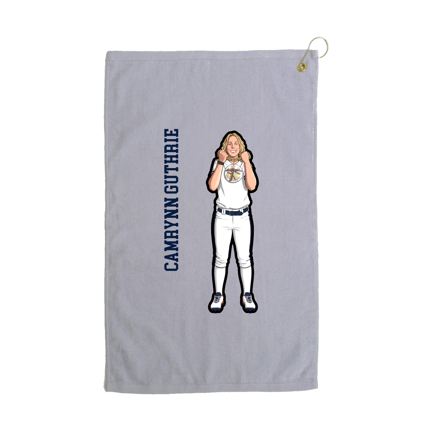 Golf Towel — Name Vertical in Grey