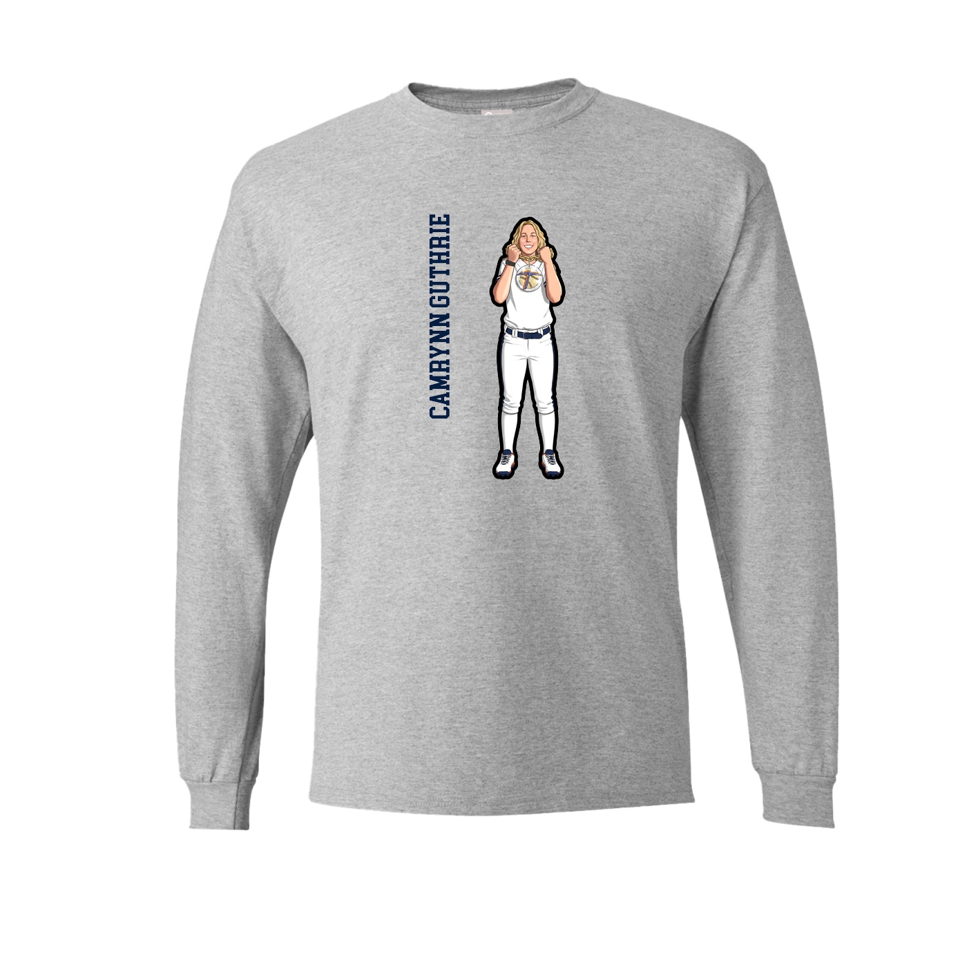 Long Sleeve Tee — Name Vertical in Grey