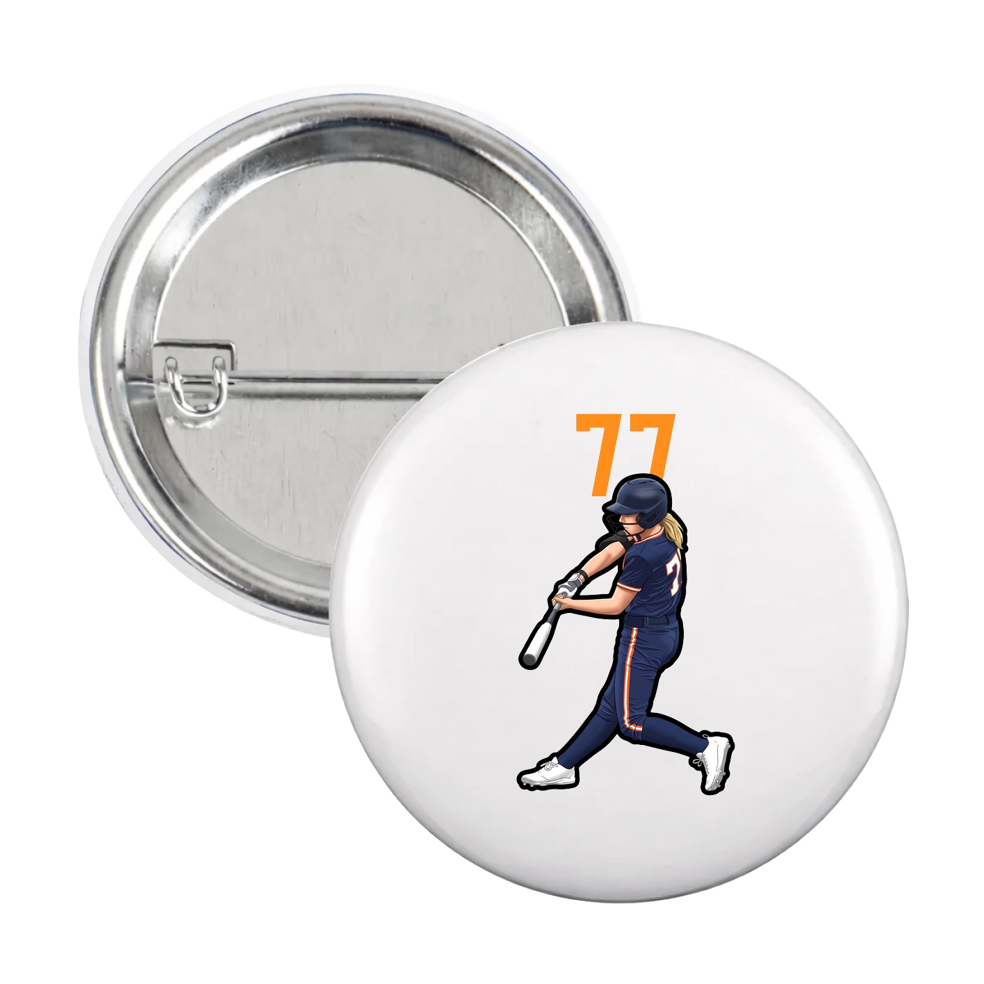 Game Day Button — Number Top in White
