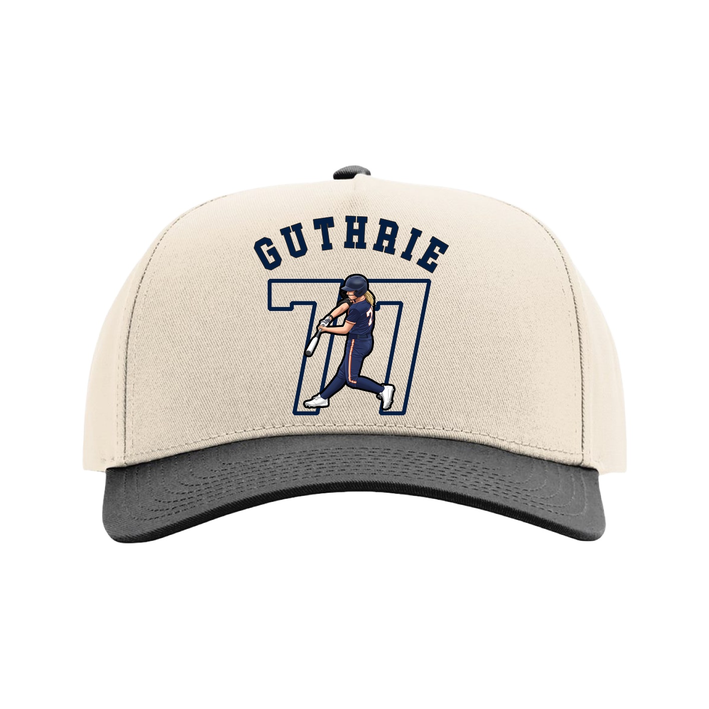 Full Fabric Five-Panel Champ Cap — Shirsey Arch in Cream/Black