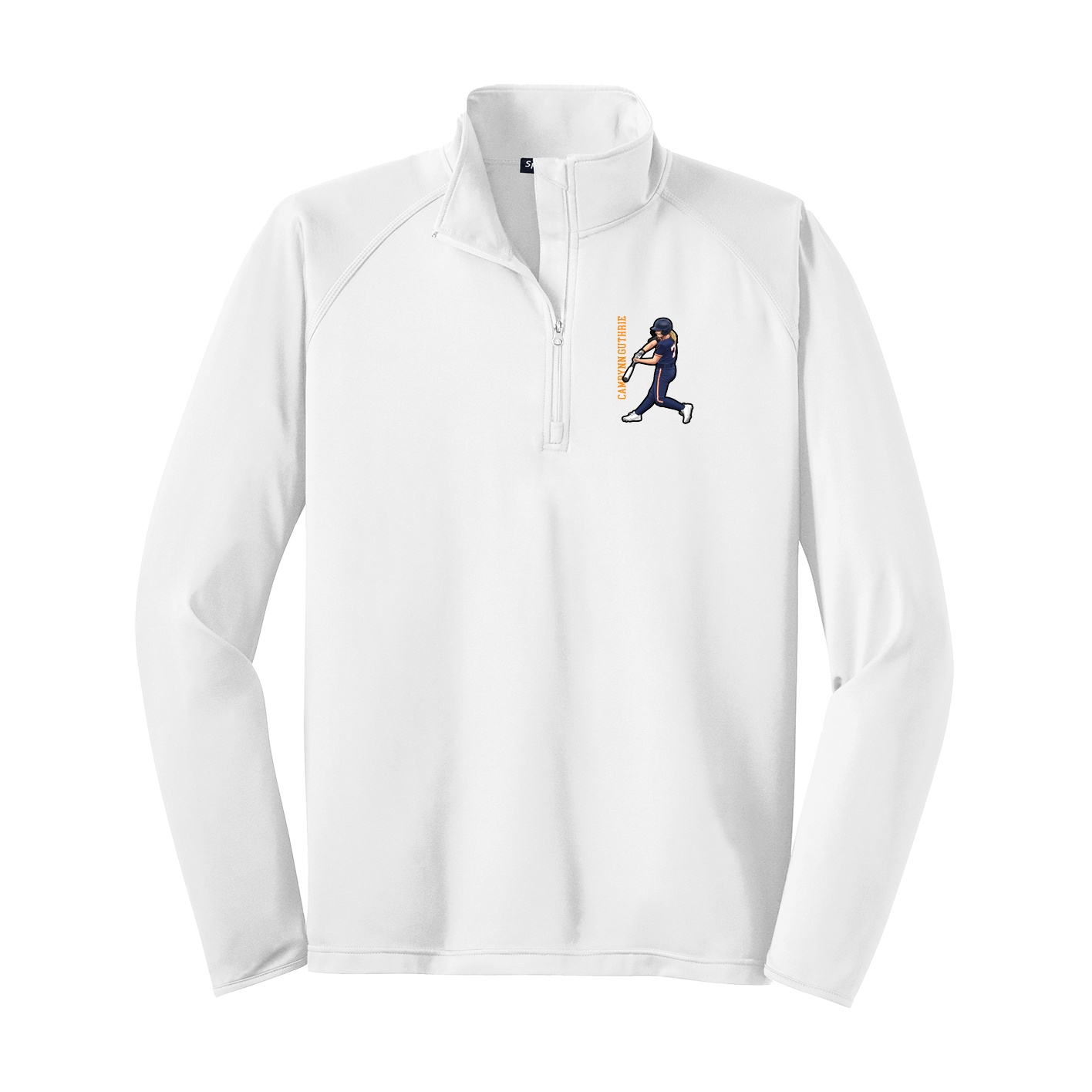 Q-Zip Pullover — Name Vertical in White