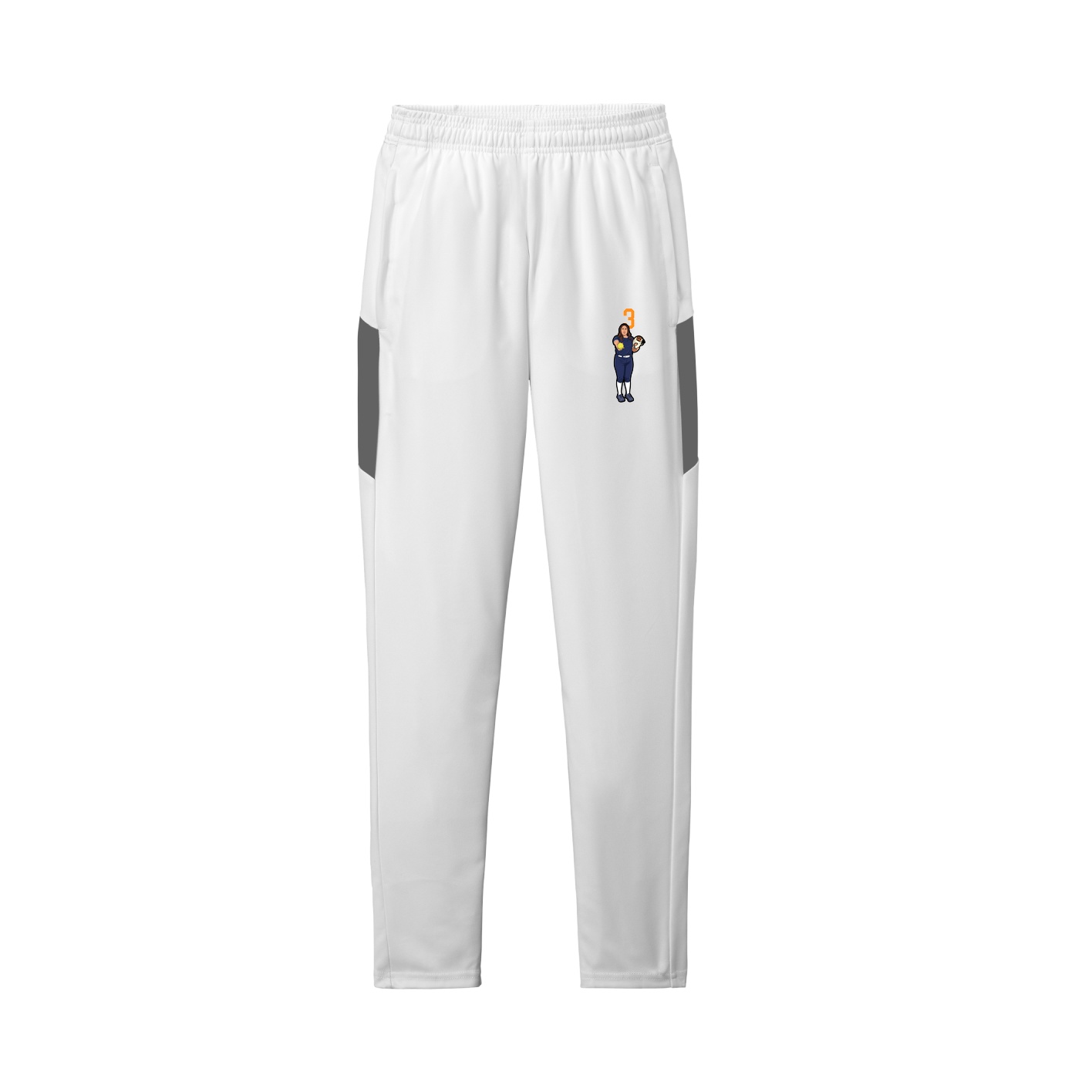 Team Travel Pant — Number Top in White/Grey