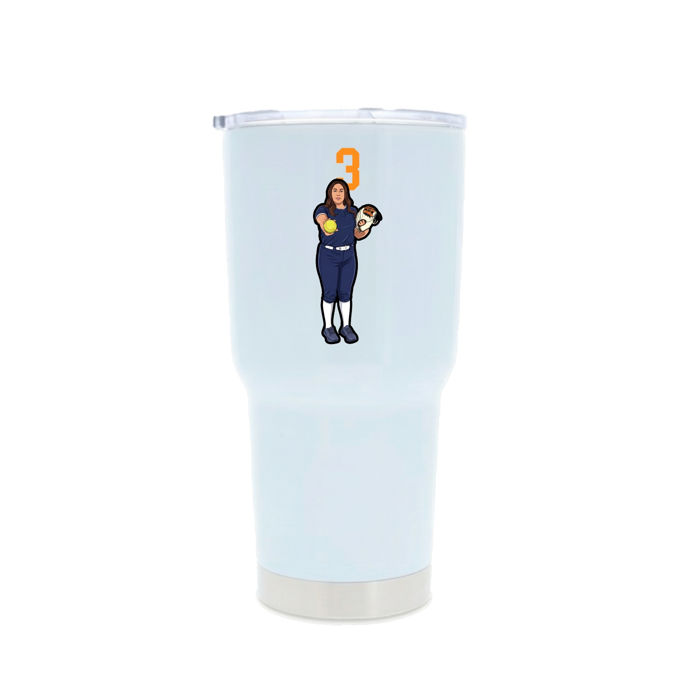 30oz Stainless Steel Tumbler — Number Top in White
