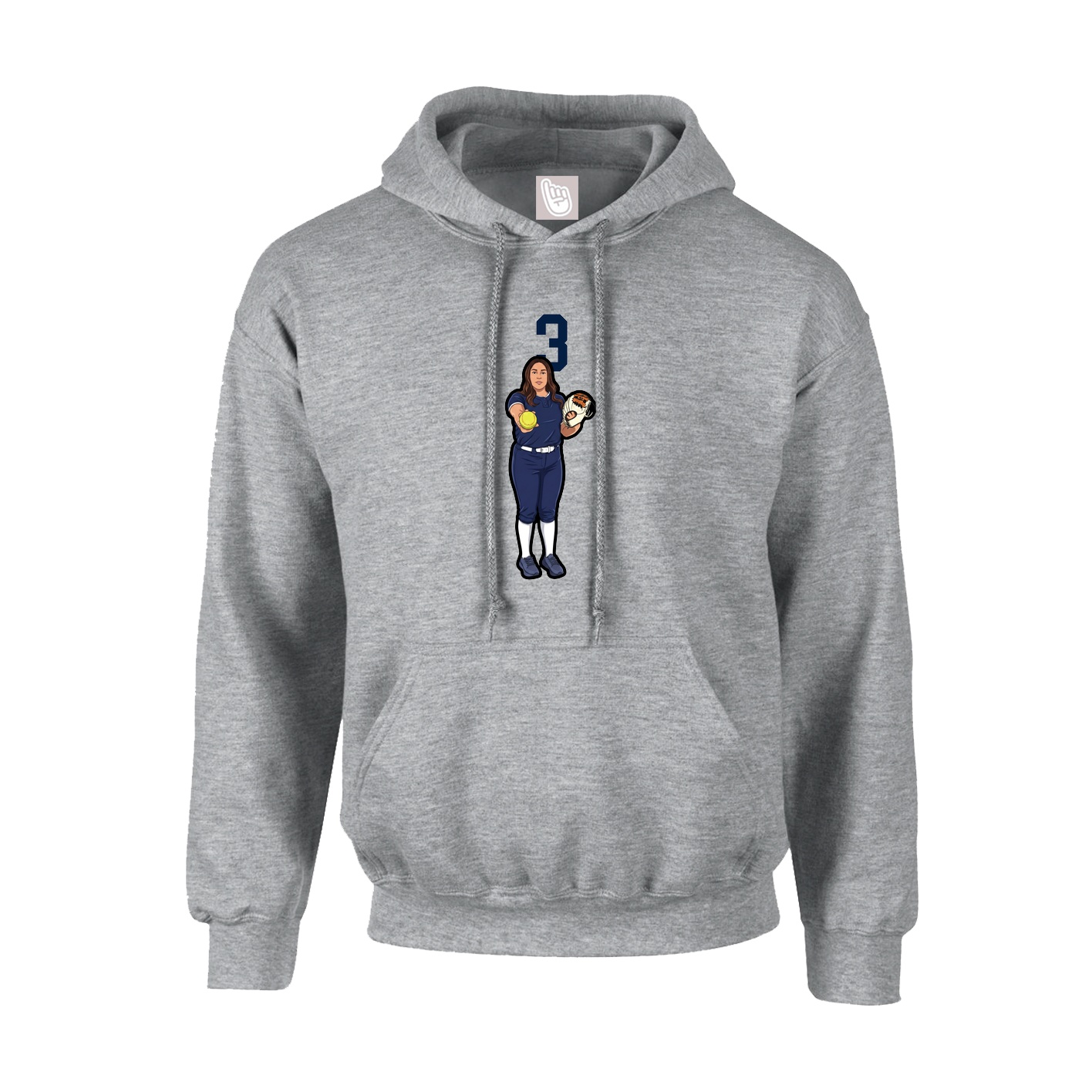 Hoodie — Number Top in Grey