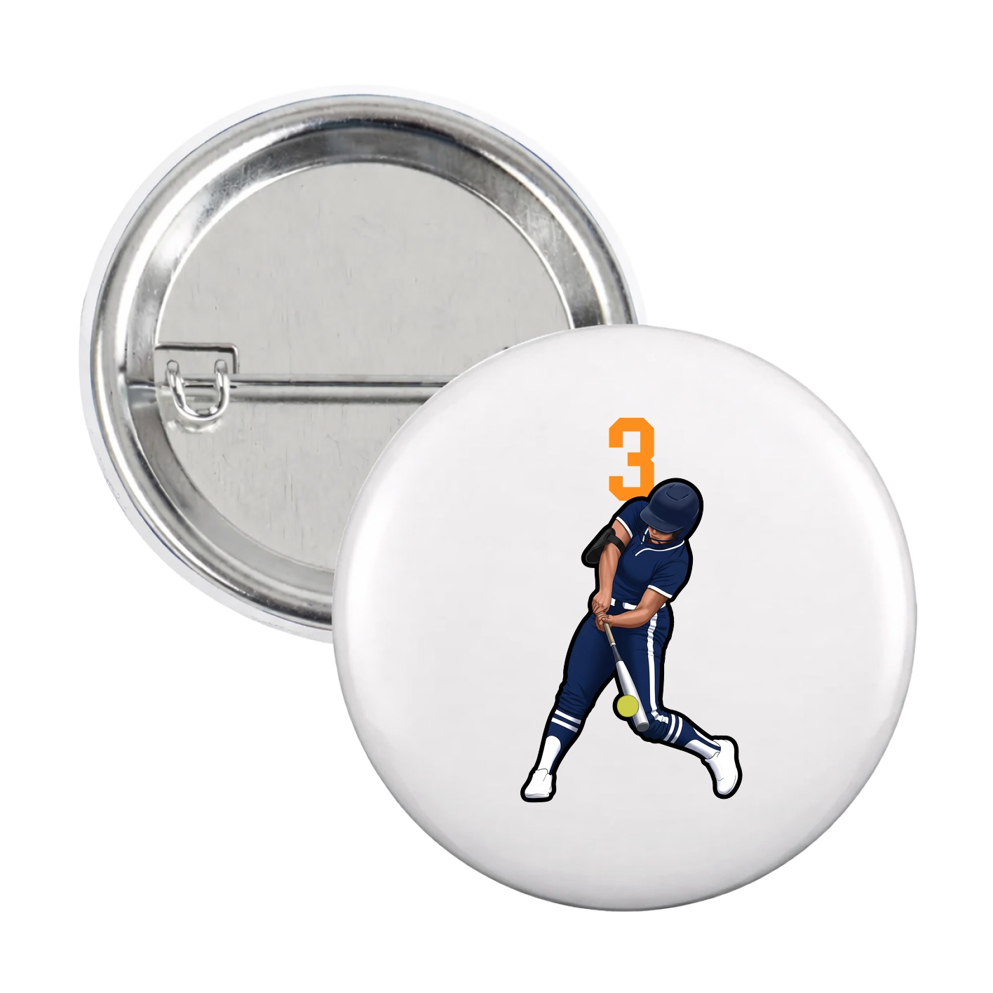 Game Day Button — Number Top in White