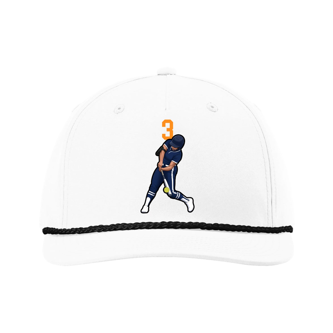 Five-Panel Classic Rope Cap — Number Top in White