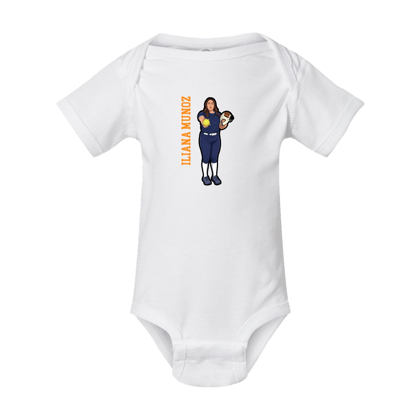 Baby Onesie — Name Vertical in White