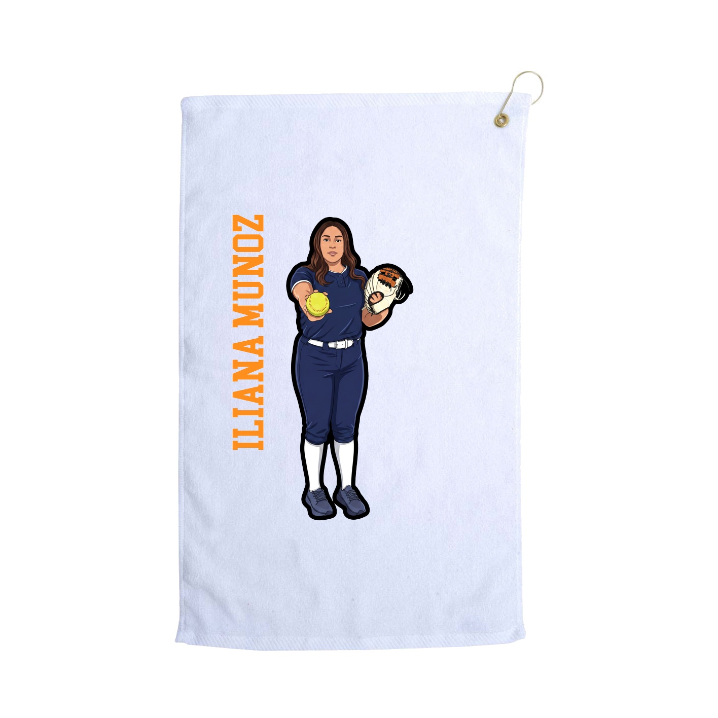 Golf Towel — Name Vertical in White
