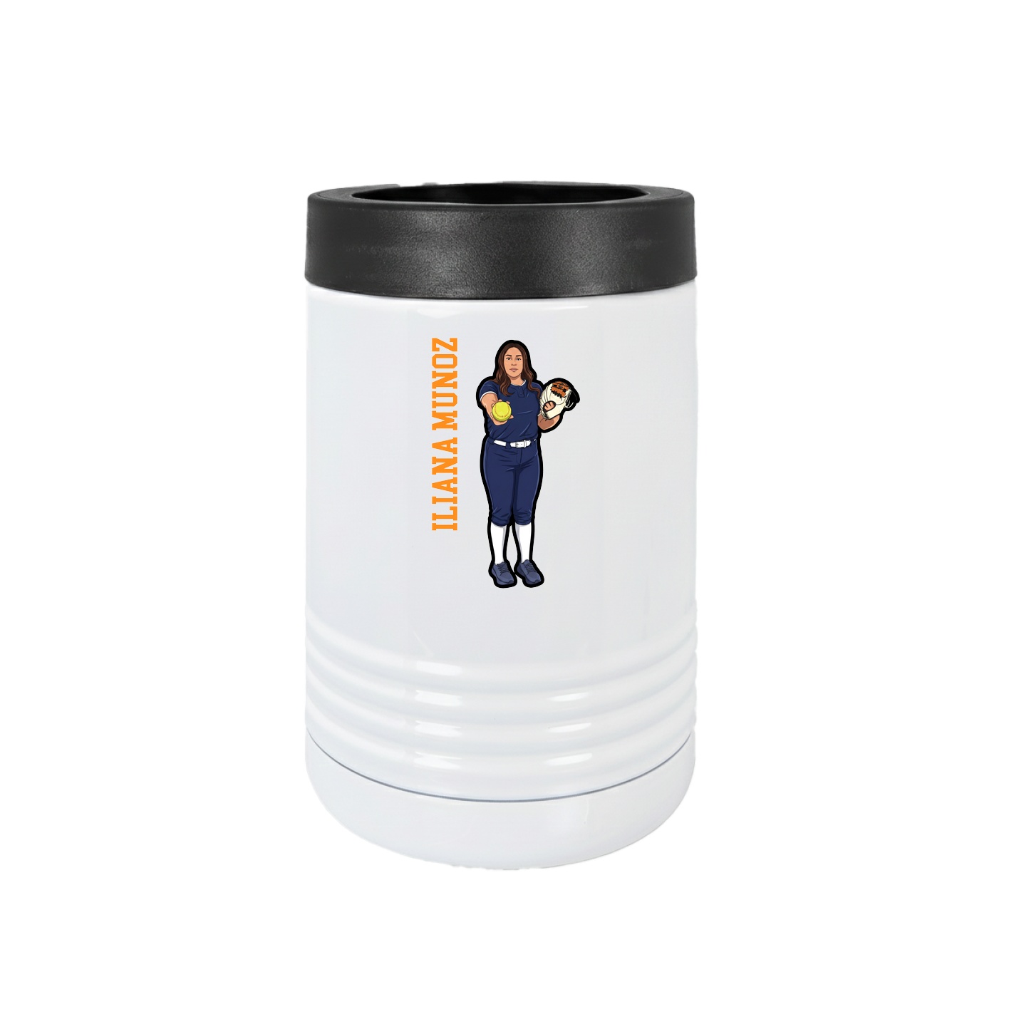 Beverage Holder — Name Vertical in White
