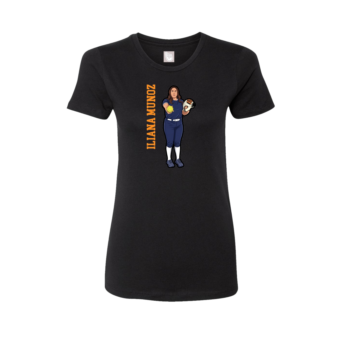 Womens Tee — Name Vertical in Black