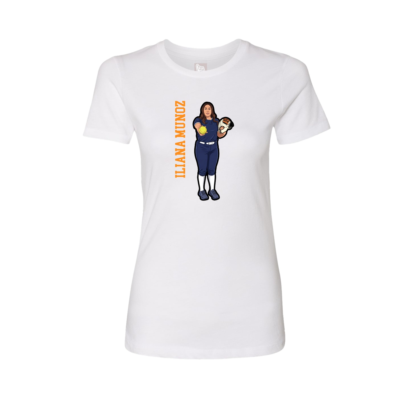Fitted Women's Tee — Name Vertical in White