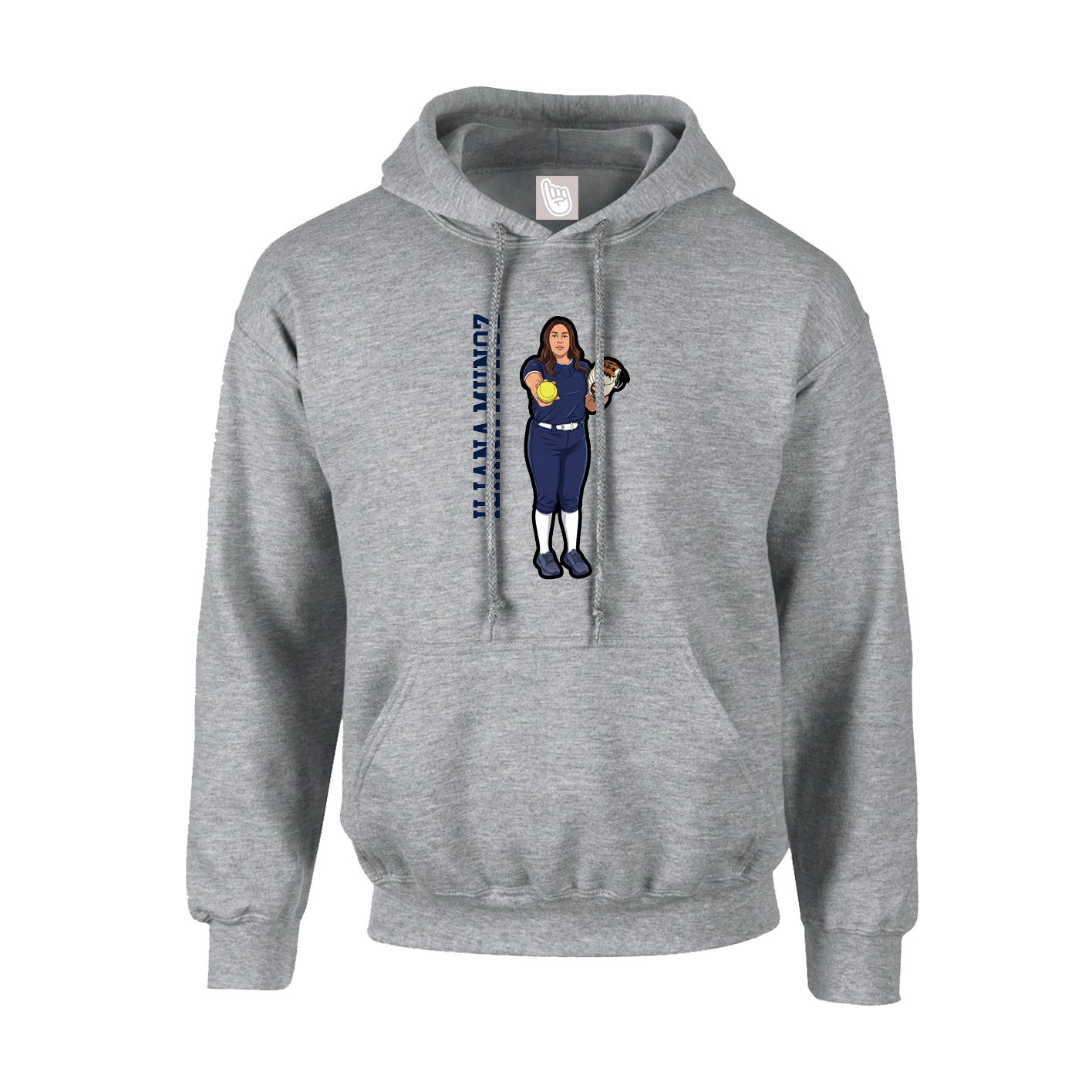 Hoodie — Name Vertical in Grey
