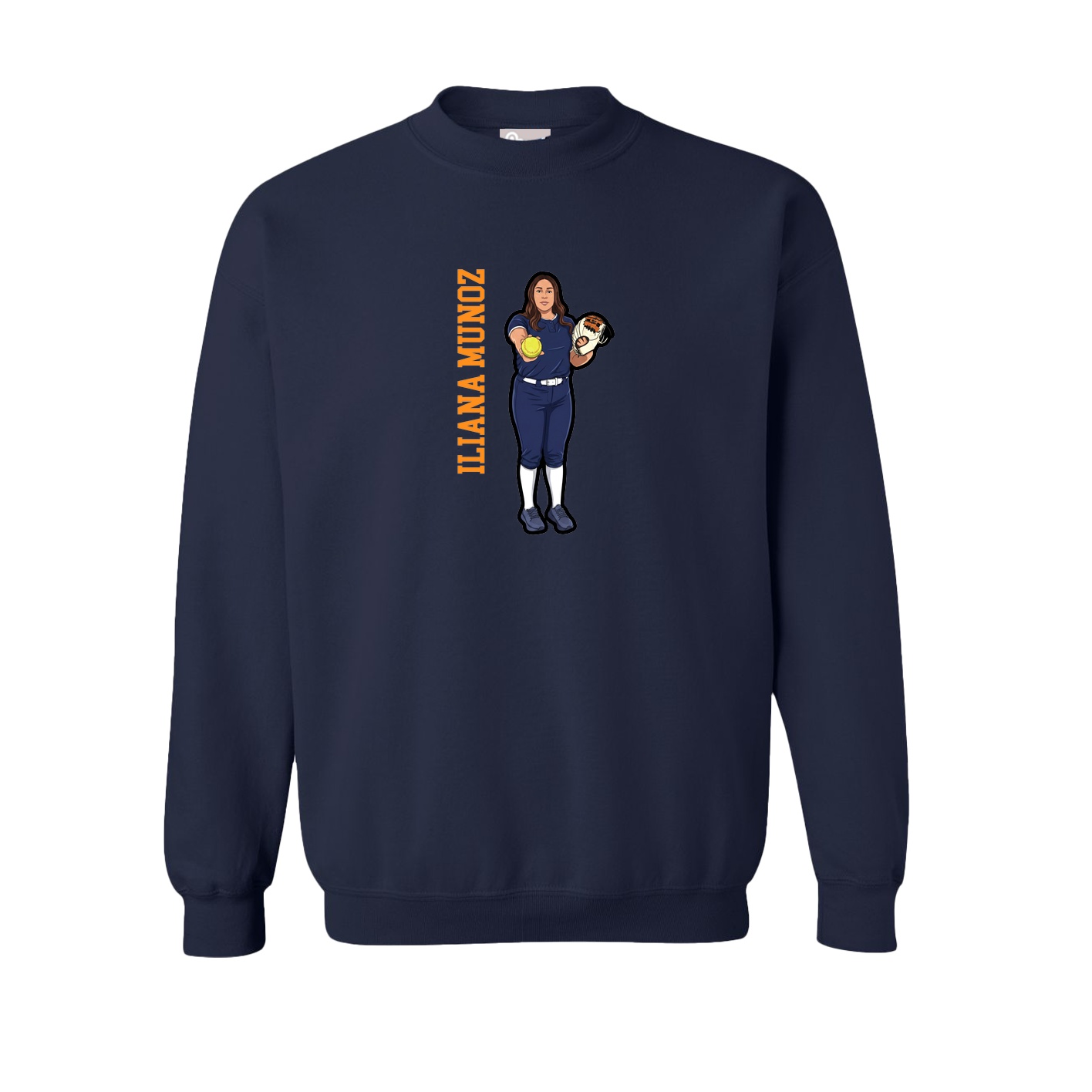 Fleece Crew — Name Vertical in Navy