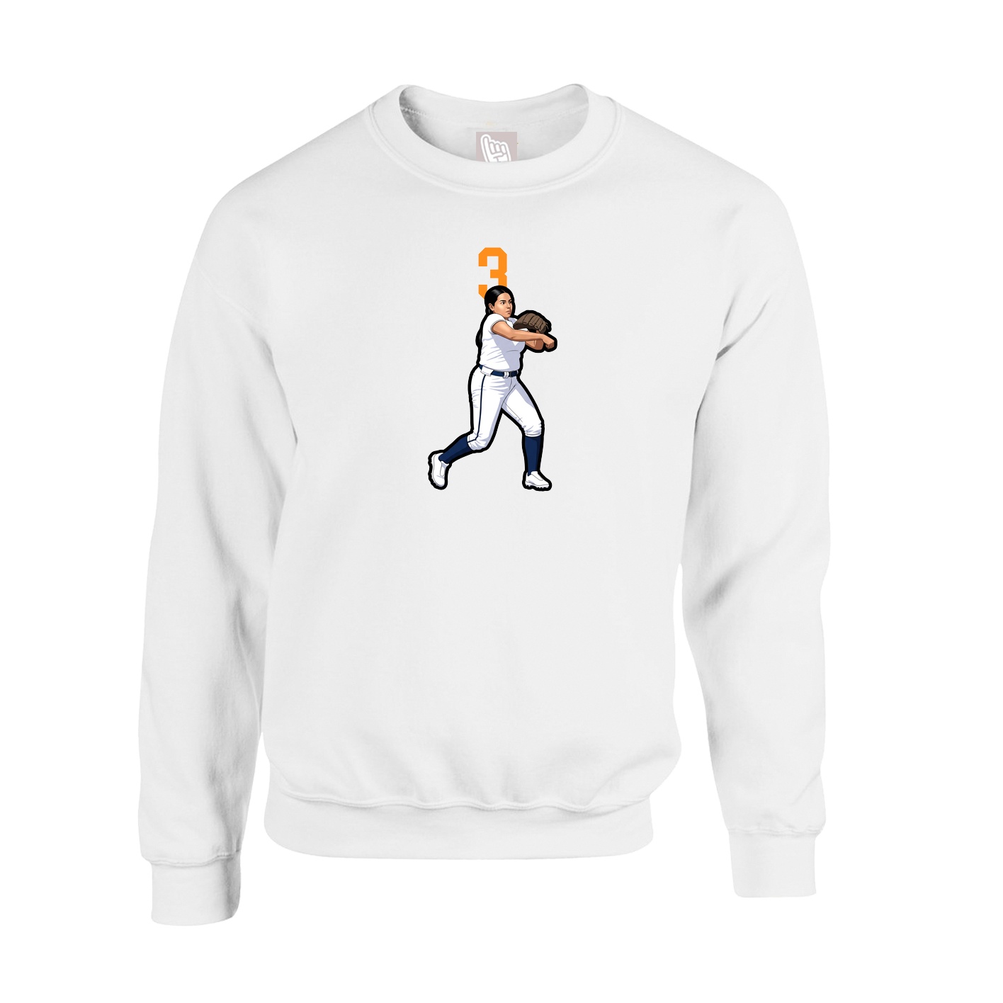 Fleece Crew — Number Top in White