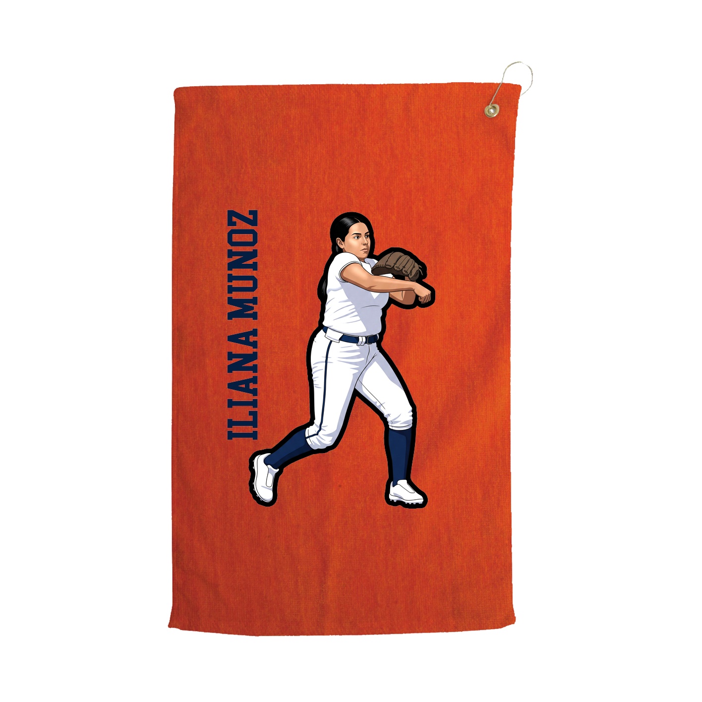 Golf Towel — Name Vertical in Orange
