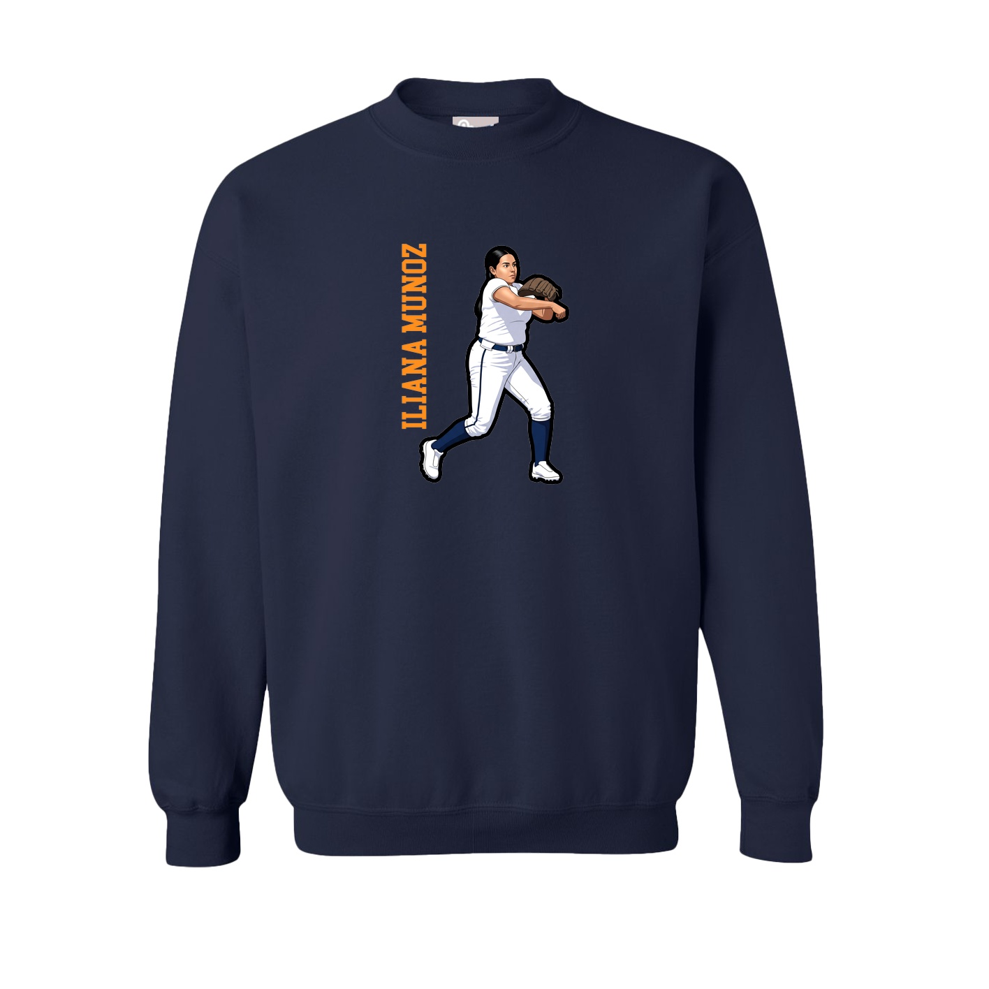 Fleece Crew — Name Vertical in Navy