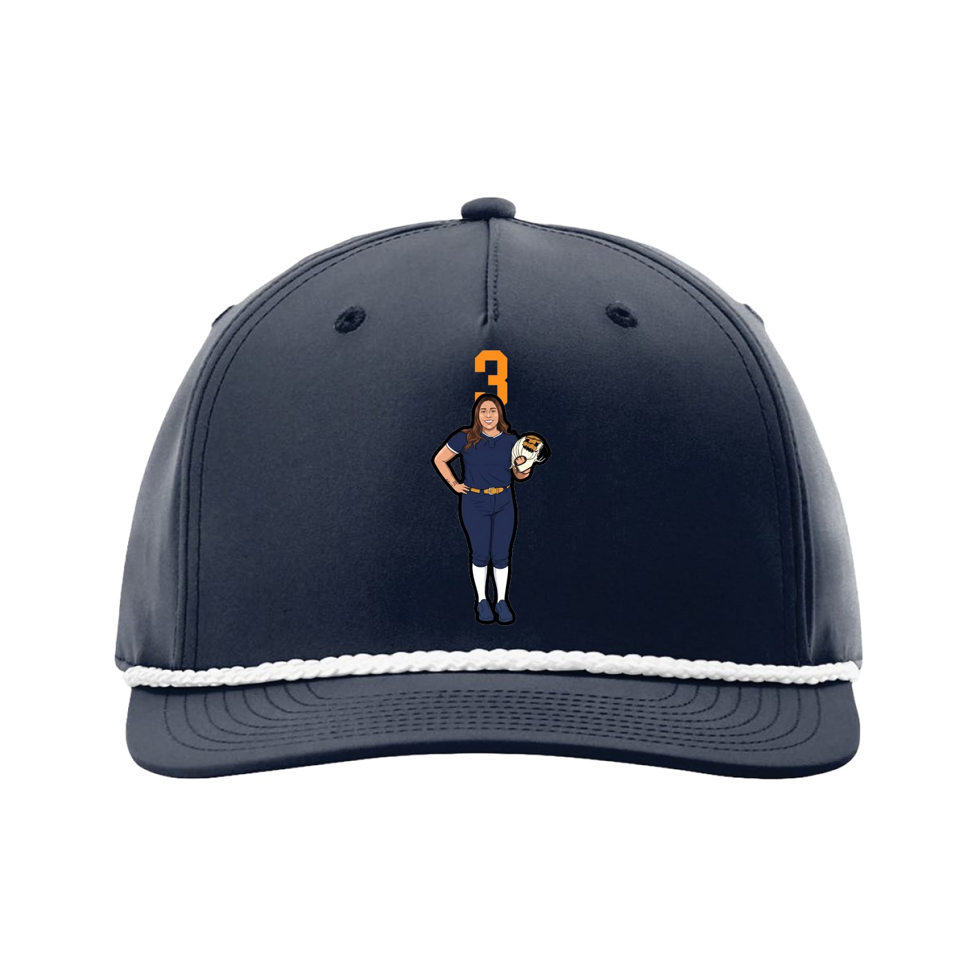 Five-Panel Classic Rope Cap — Number Top in Navy