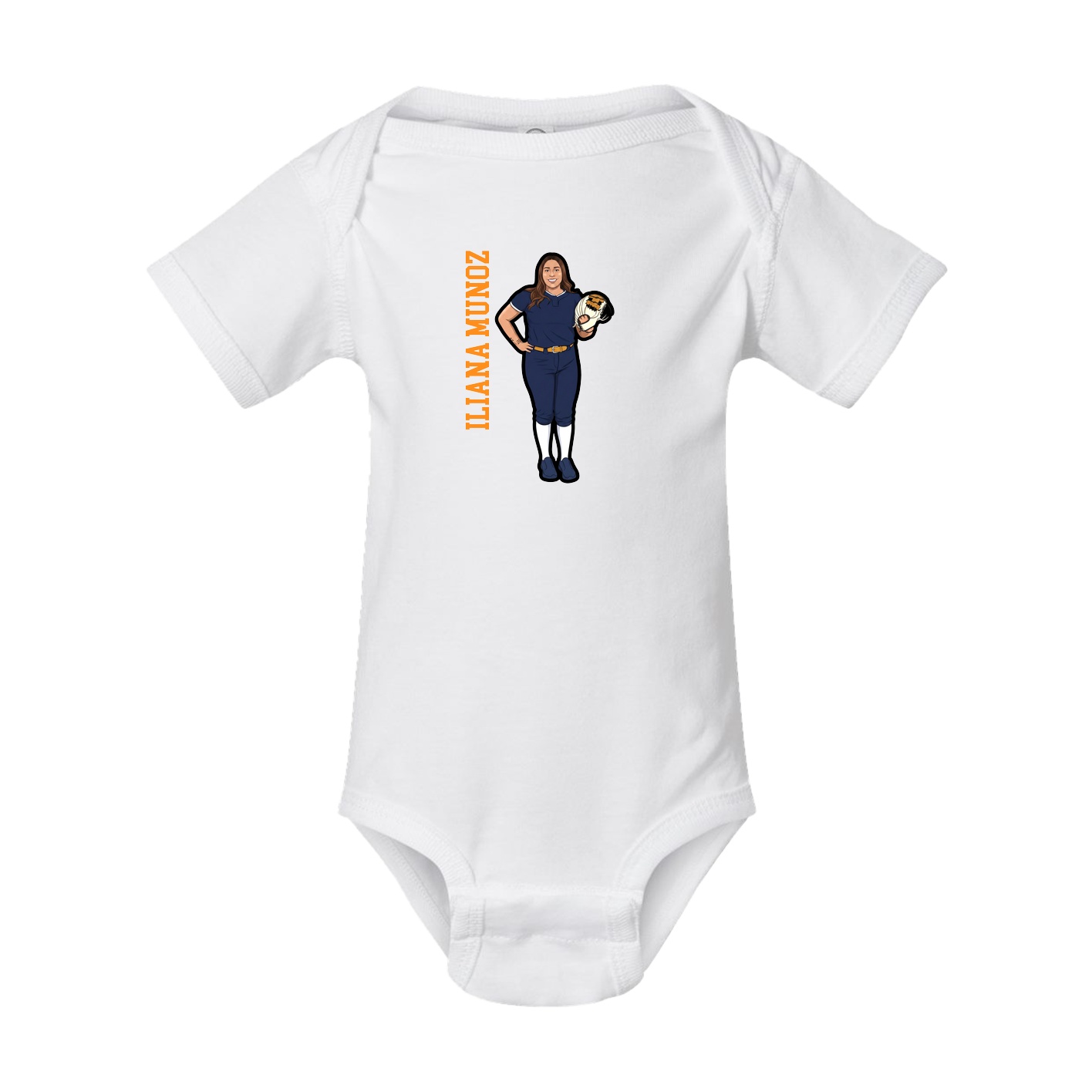 Baby Onesie — Name Vertical in White